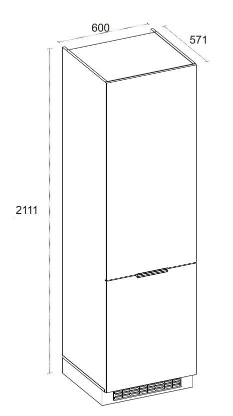Geräteumbauschrank TURIN KS60, weiß - Chromfarben/Weiß, MODERN, Holzwerkstoff/Metall (60/210/57cm)
