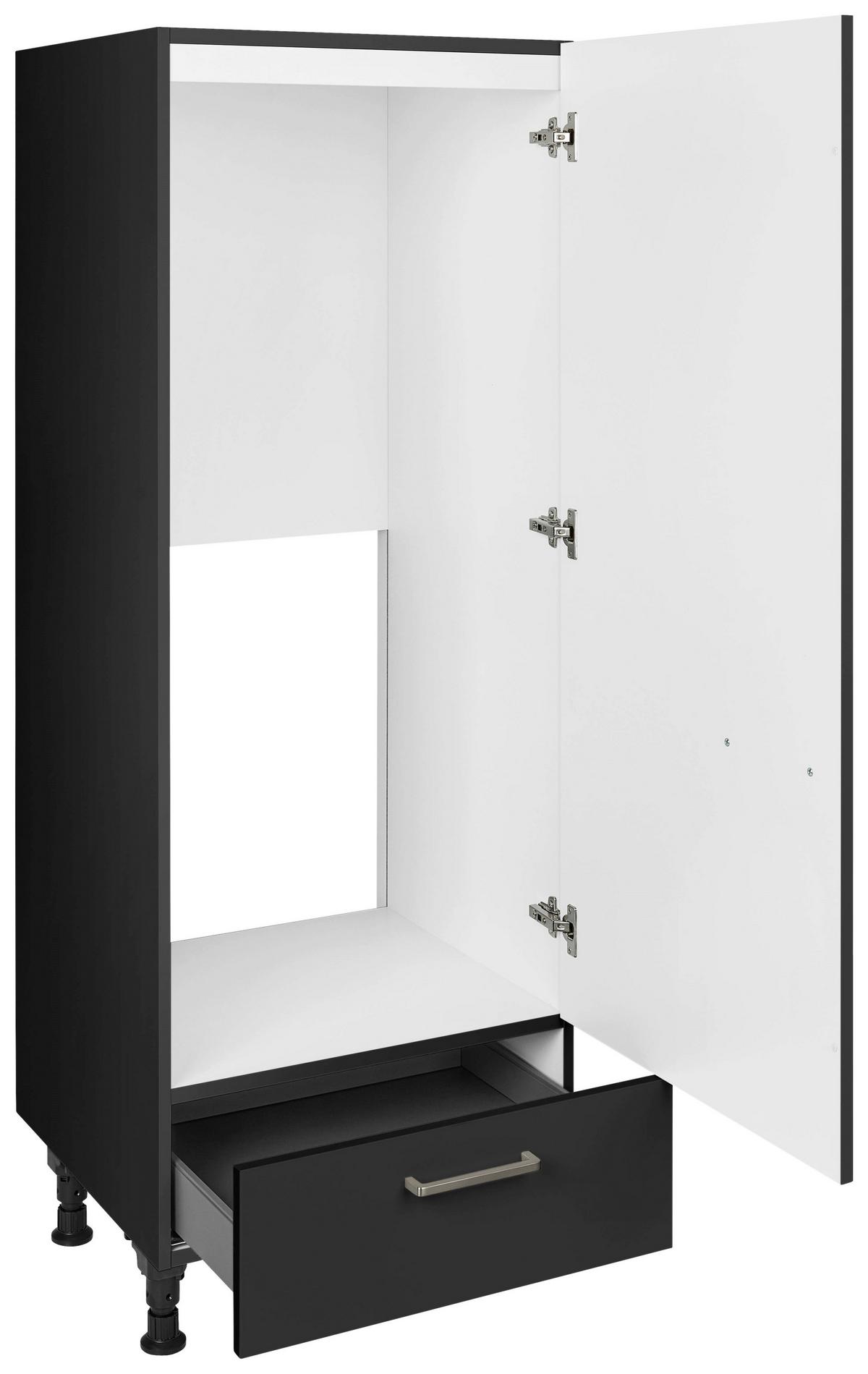 Geräteumbauschrank Touch Schwarz - Edelstahlfarben/Schwarz, MODERN, Holzwerkstoff/Metall (60/168/58cm) - Nobilia