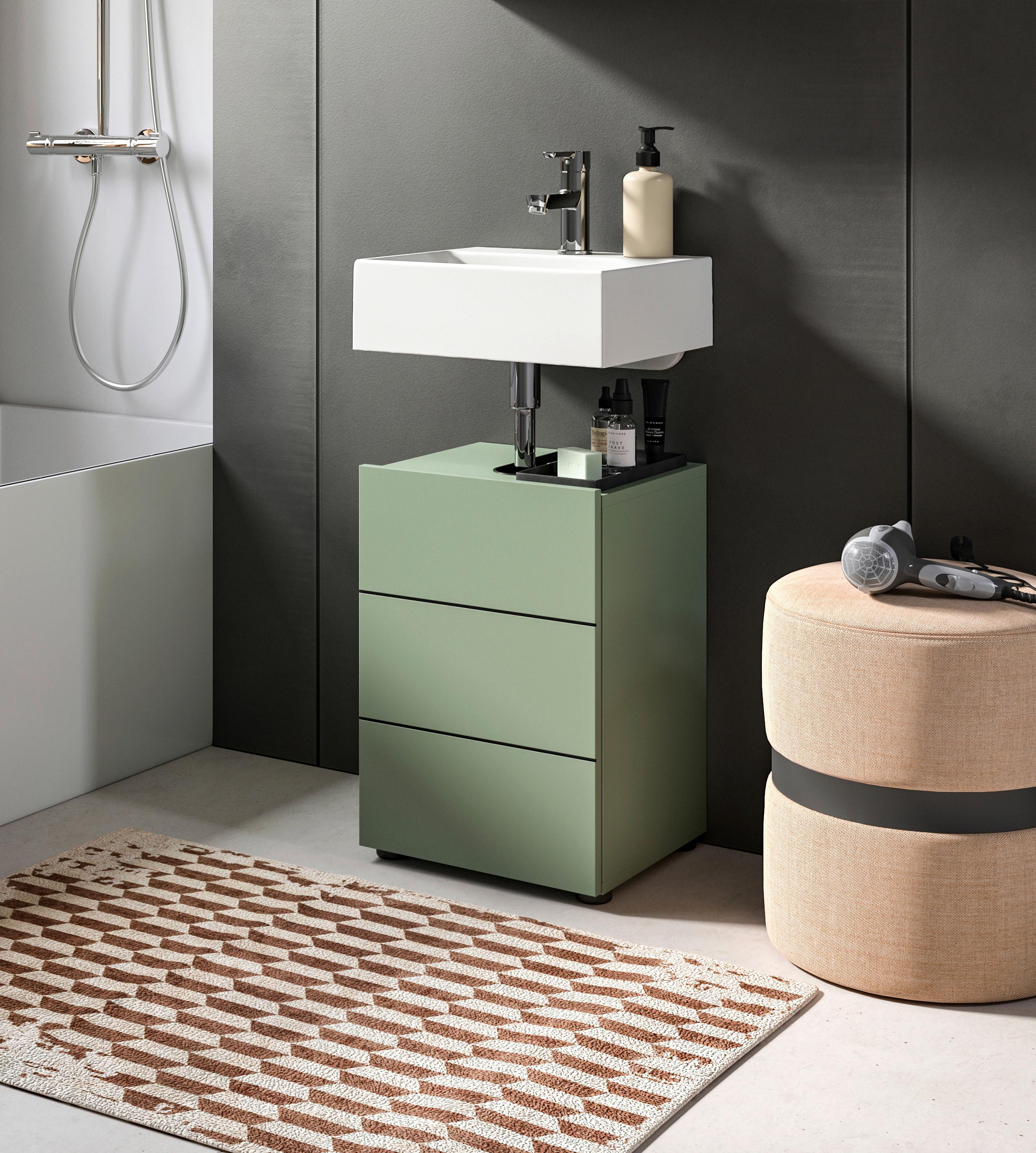 Waschbeckenunterschrank Vira ca. 38x56 cm Grün - Schwarz/Grün, MODERN, Holzwerkstoff/Kunststoff (38/56/34cm) - MID.YOU