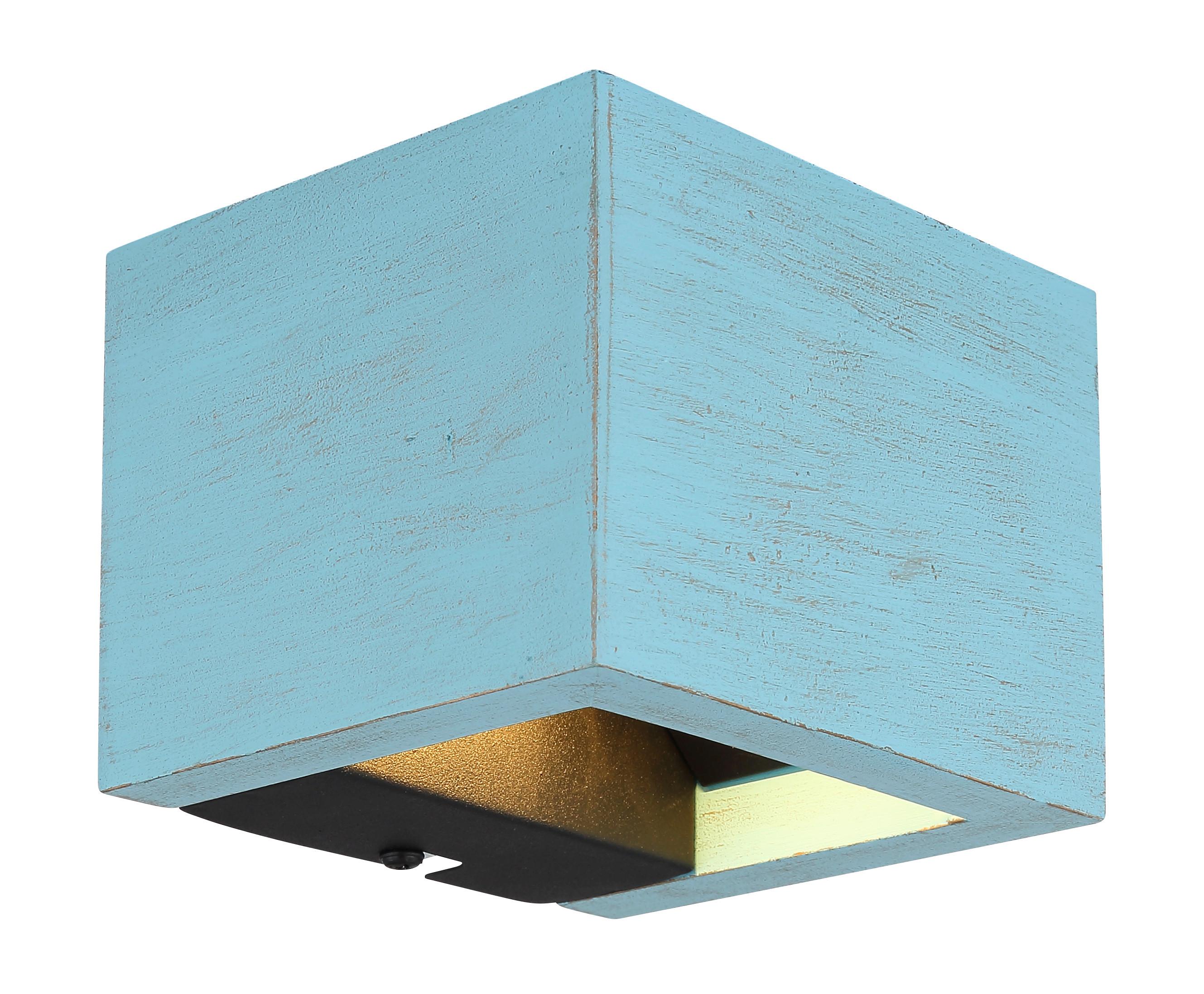 LED-Wandleuchte Alina Blau/Schwarz - Blau/Schwarz, Design, Holzwerkstoff/Metall (13.2/11.3/9.8cm) - Globo