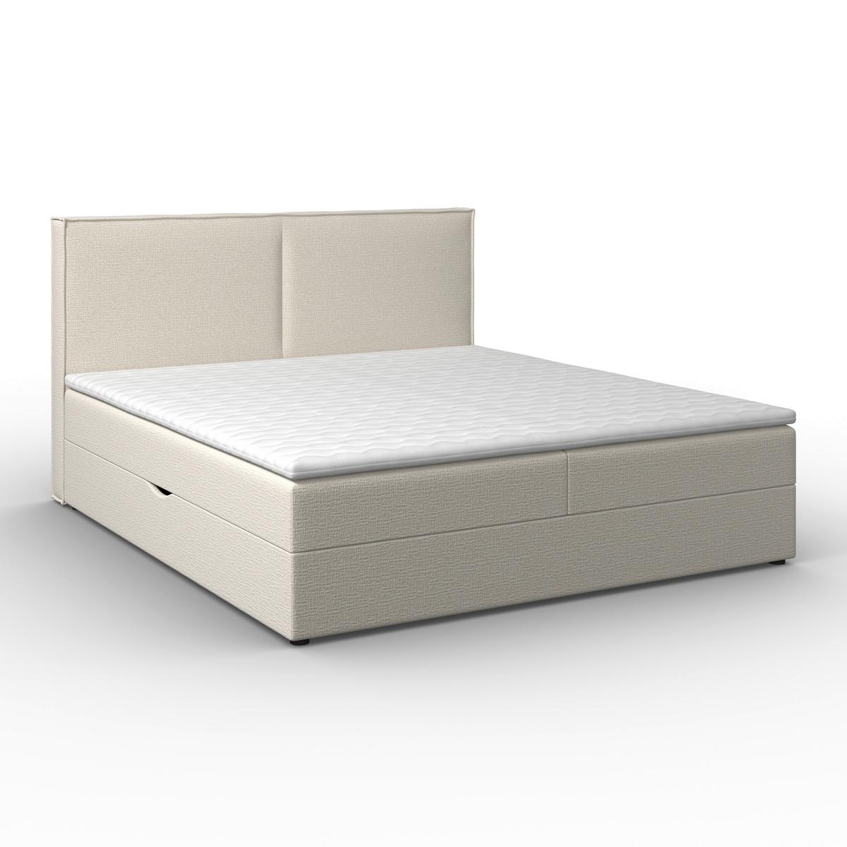 Boxbett Imola ca. 180x200 cm Creme inkl. Topper - Creme/Schwarz, Modern, Holz/Kunststoff (180/200cm) - Bessagi Home