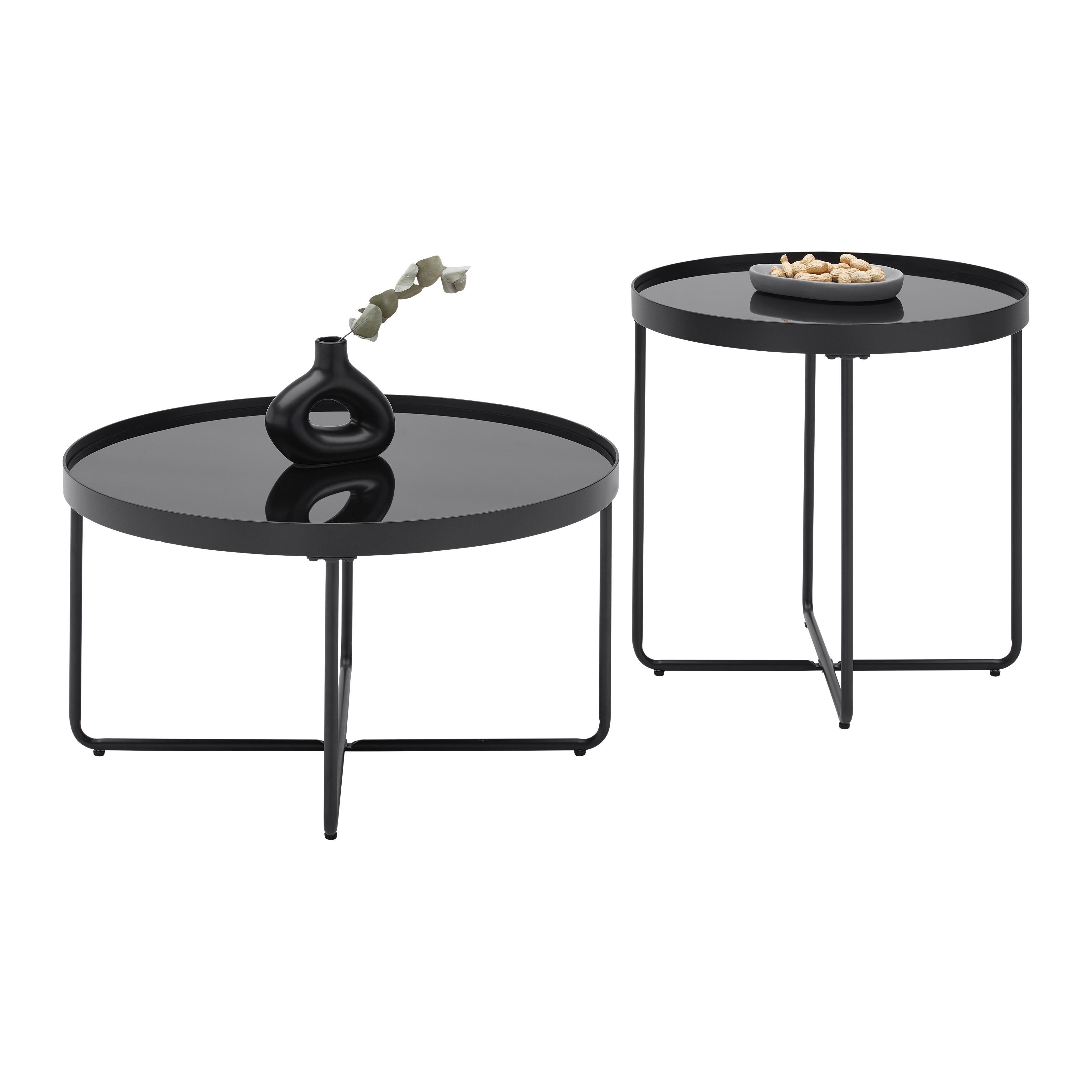 Couchtisch Emmy Schwarz - Schwarz, MODERN, Glas/Metall (70/55/70/55/40/55cm) - Mömax