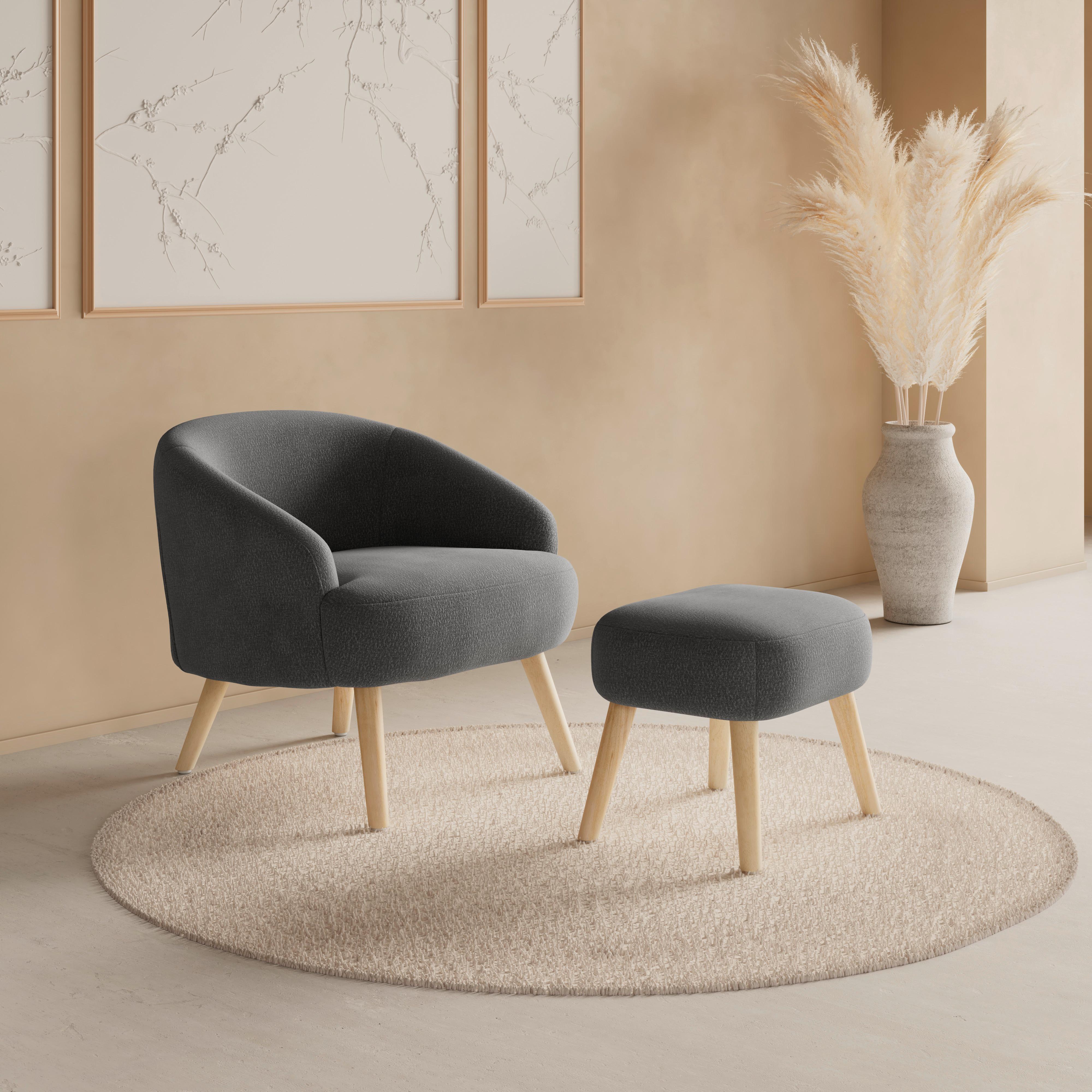 Sessel Sonja Chenille Schwarz - Schwarz/Naturfarben, MODERN, Holz/Textil (71/69/68cm)