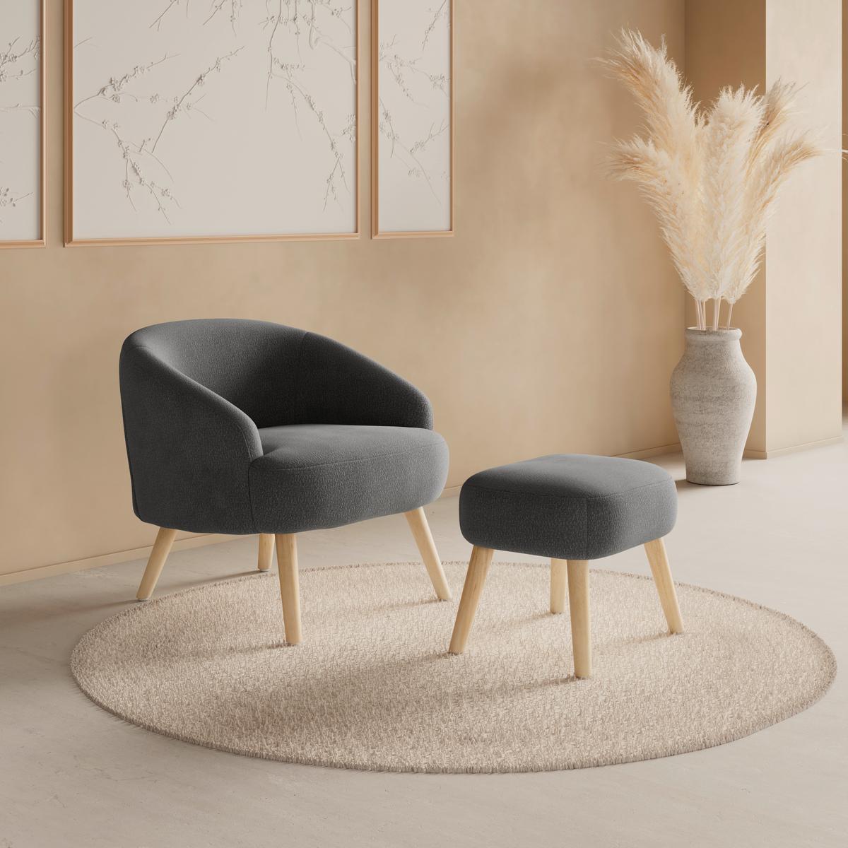 Sessel Sonja Schwarz Chenille - Schwarz/Naturfarben, MODERN, Holz/Textil (71/69/68cm)