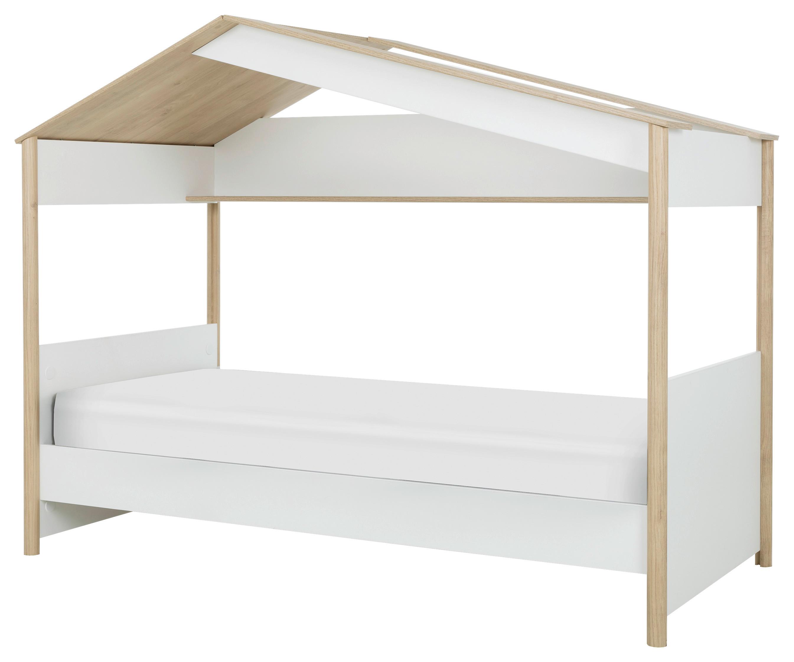 Postelja Matis, Bela, Barva Kostanja, 90x200 - bela/barve kostanja, Basics, leseni material (90/200cm)