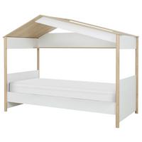 Postelja Matis, Bela, Barva Kostanja, 90x200 - bela/barve kostanja, Basics, leseni material (90/200cm)