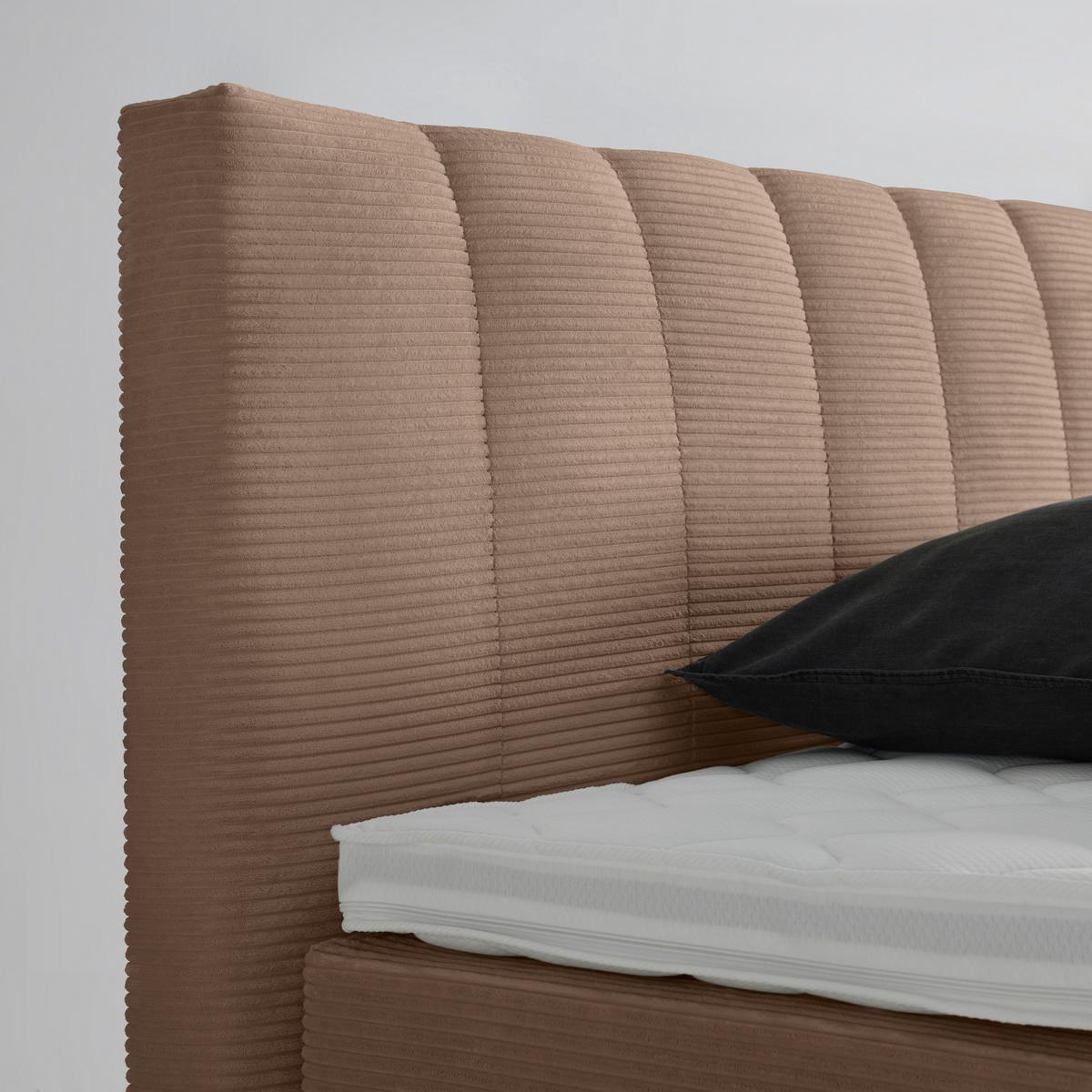 Boxspringbett Malaga Braun ca. 160x200cm - Silberfarben/Schwarz, KONVENTIONELL, Holz/Holzwerkstoff (160/200cm) - Premium Living