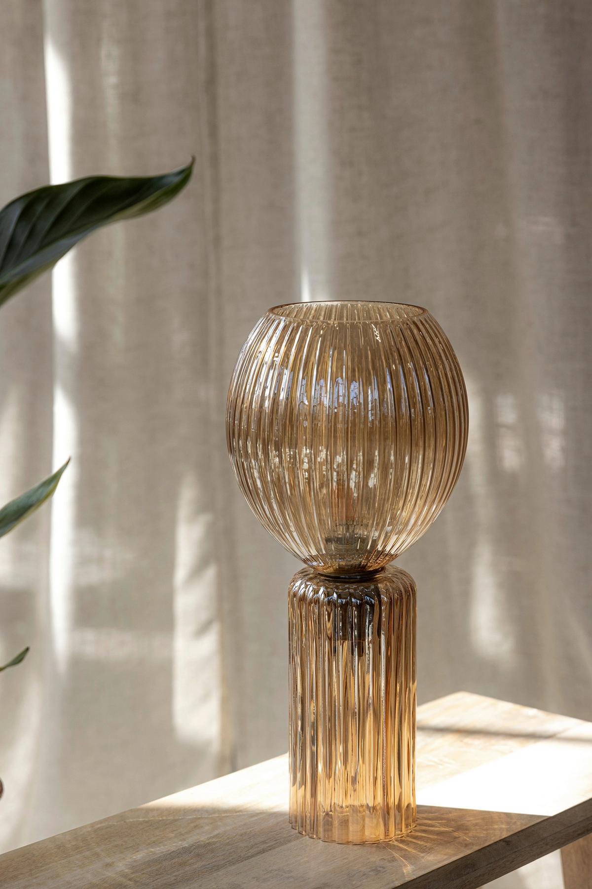 Tischleuchte Toulipa Bernsteinfarben max. 40 Watt - Bernsteinfarben, Basics, Glas (18/18/40cm) - Markslöjd