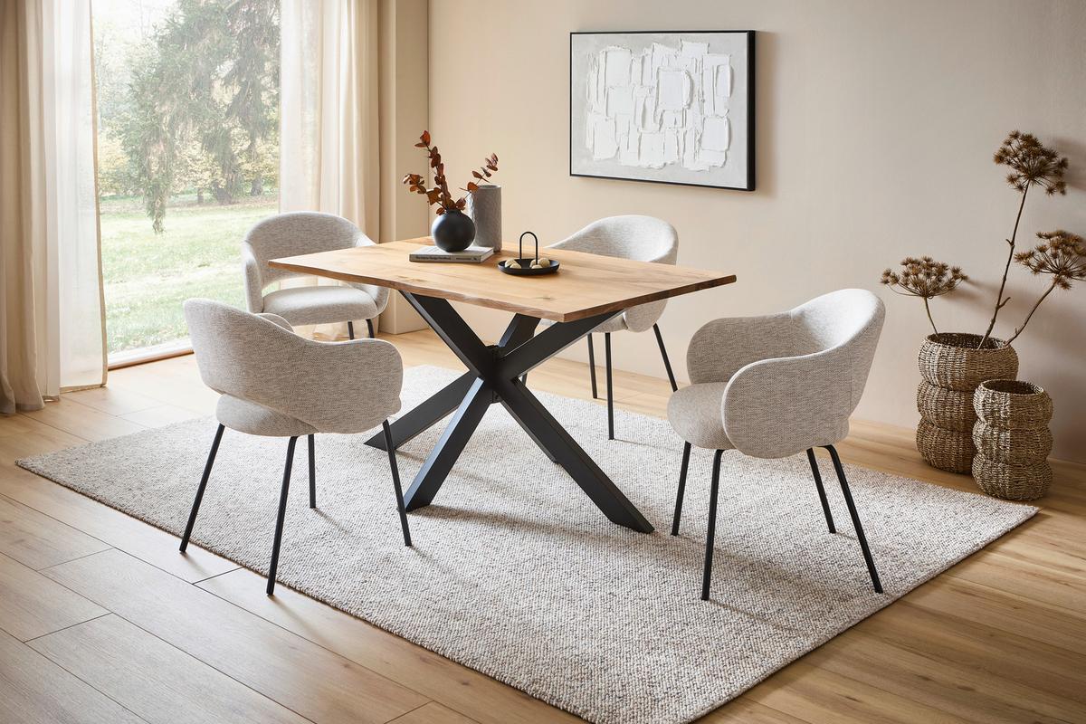 STÓŁ DO JADALNI SPEED - kolor dębowy/czarny, Lifestyle, metal/drewno (140/80/76cm) - Linea Natura