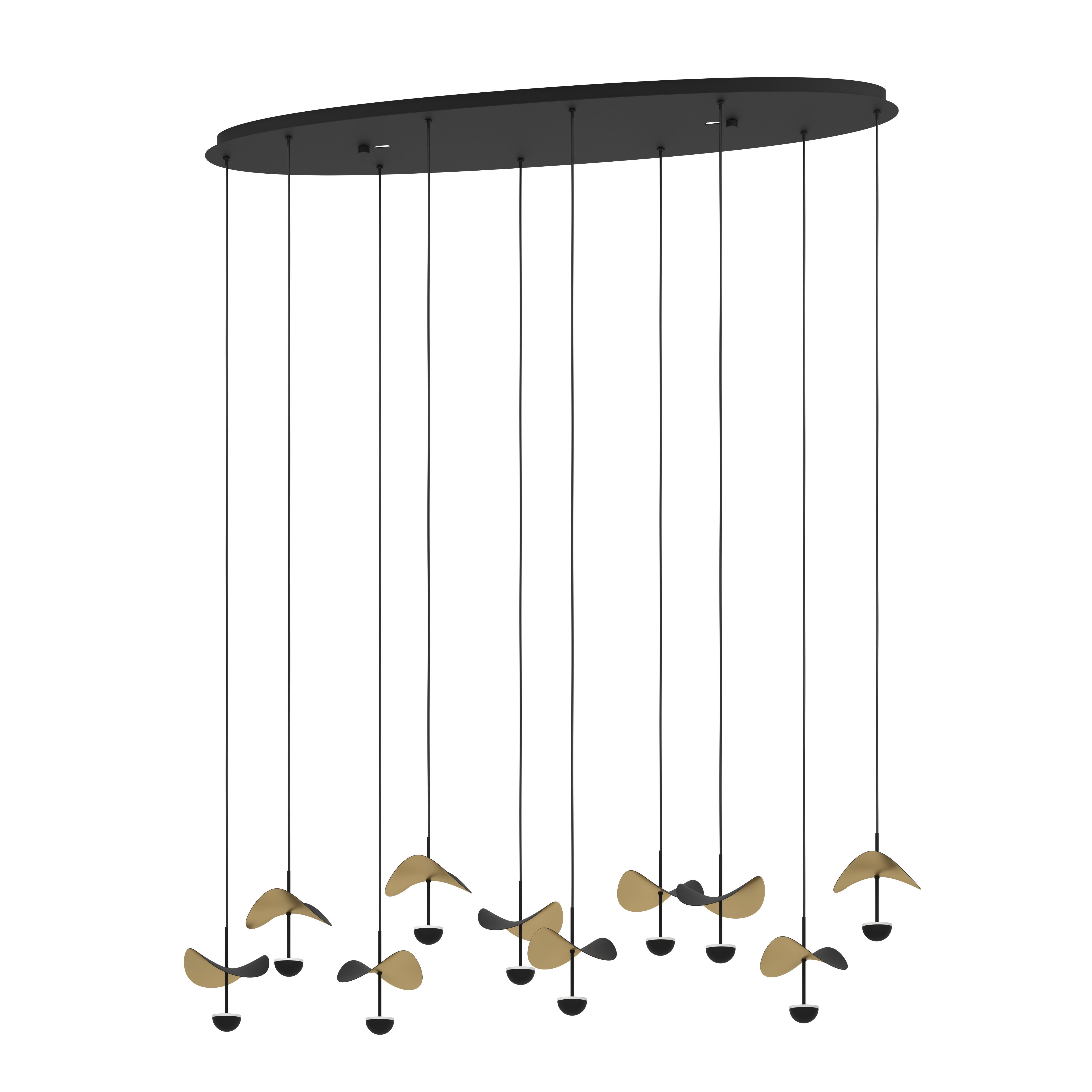 LED-Pendelleuchte Dracera Schwarz/Gold max. 10x2,3 Watt - Goldfarben/Schwarz, Design, Metall (112/33/150cm) - Eglo