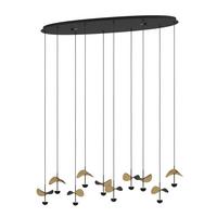 LED-Pendelleuchte Dracera Schwarz/Gold max. 10x2,3 Watt - Goldfarben/Schwarz, Design, Metall (112/33/150cm) - Eglo