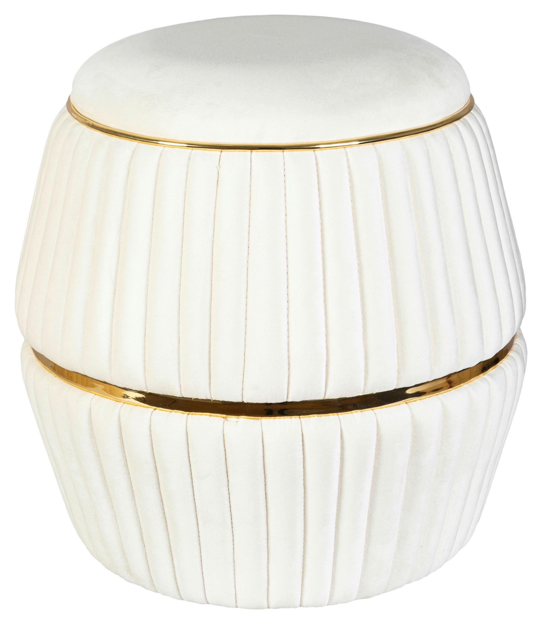 HOCKER DORIC 225 - Beige/Goldfarben, Design, Textil (51,5/53cm) - Kayoom