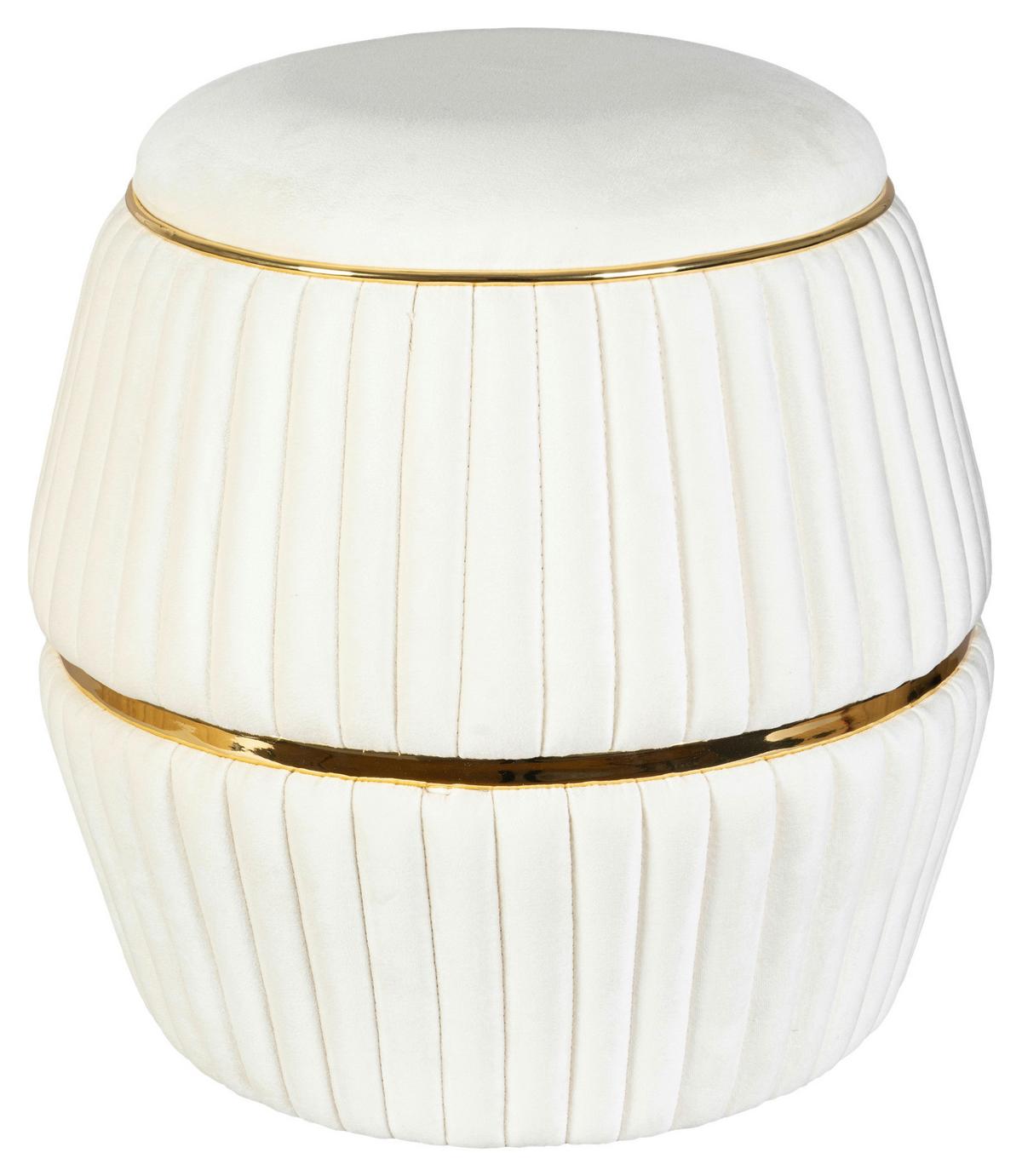 HOCKER DORIC 225 - Beige/Goldfarben, Design, Textil (51,5/53cm) - Kayoom