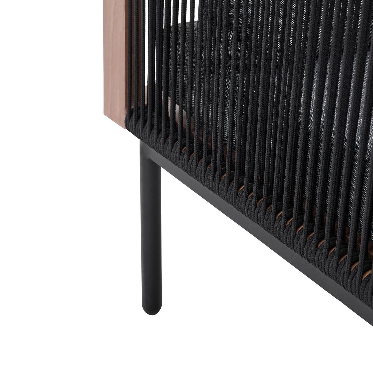 Dining-Loungeset Bella Outdoorgewebe - Dunkelgrau/Schwarz, Modern, Glas/Kunststoff (203/66/77cm) - Bessagi Garden