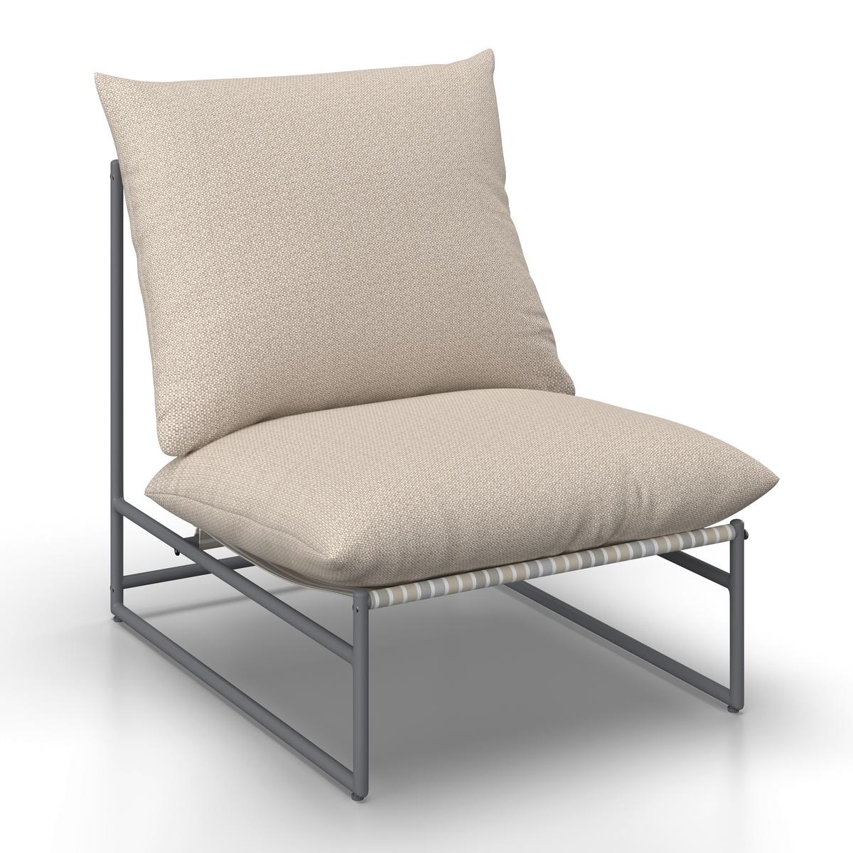 Loungegarnitur Lino creme Textil, Metall inkl. Abdeckung - Dunkelgrau/Multicolor, Modern, Glas/Textil - Bessagi Garden