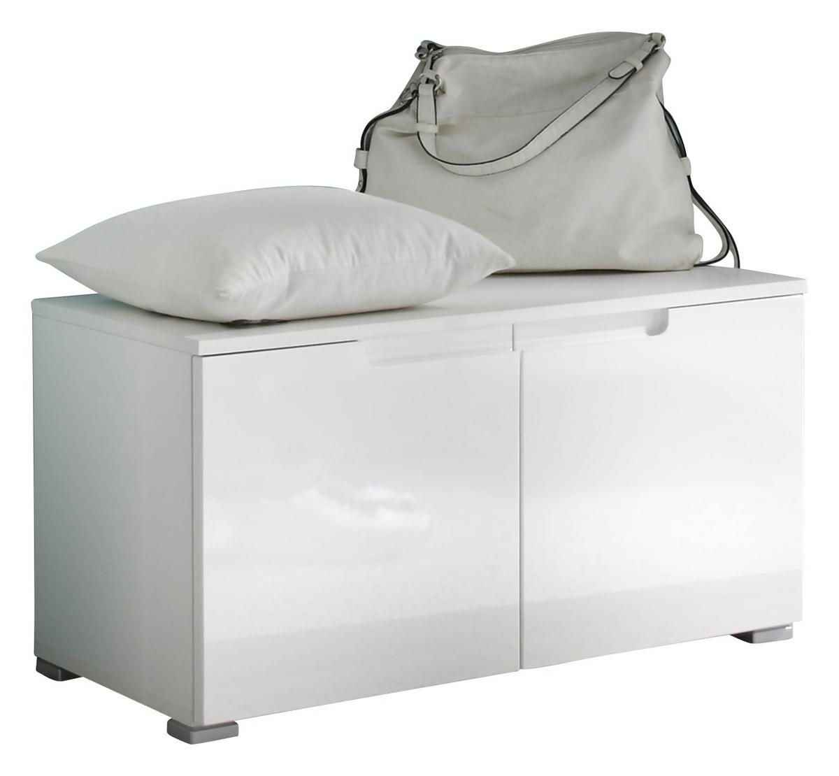 SIEDZISKO DO PRZEDPOKOJU SPICE - kolor srebrny/biały, Basics, materiał drewnopochodny (80/43/40cm) - Xora