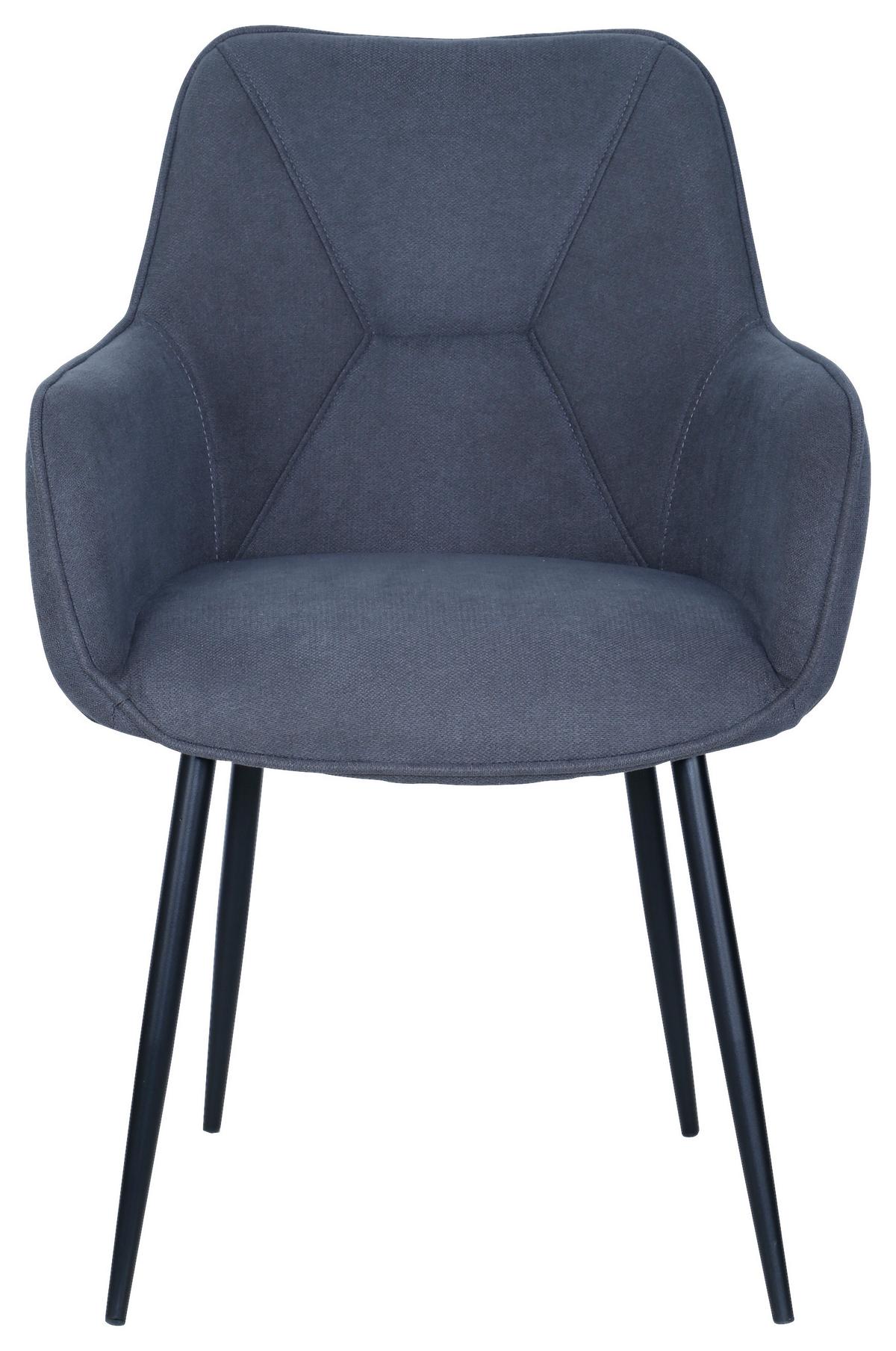 Armlehnstuhl Elena in Grau - Schwarz/Grau, MODERN, Holz/Textil (57/85/60cm) - Mömax