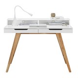 Schreibtisch Weiß/Braun - Braun/Weiß, MODERN, Holz/Holzwerkstoff (110/85/58cm) - Zandiara