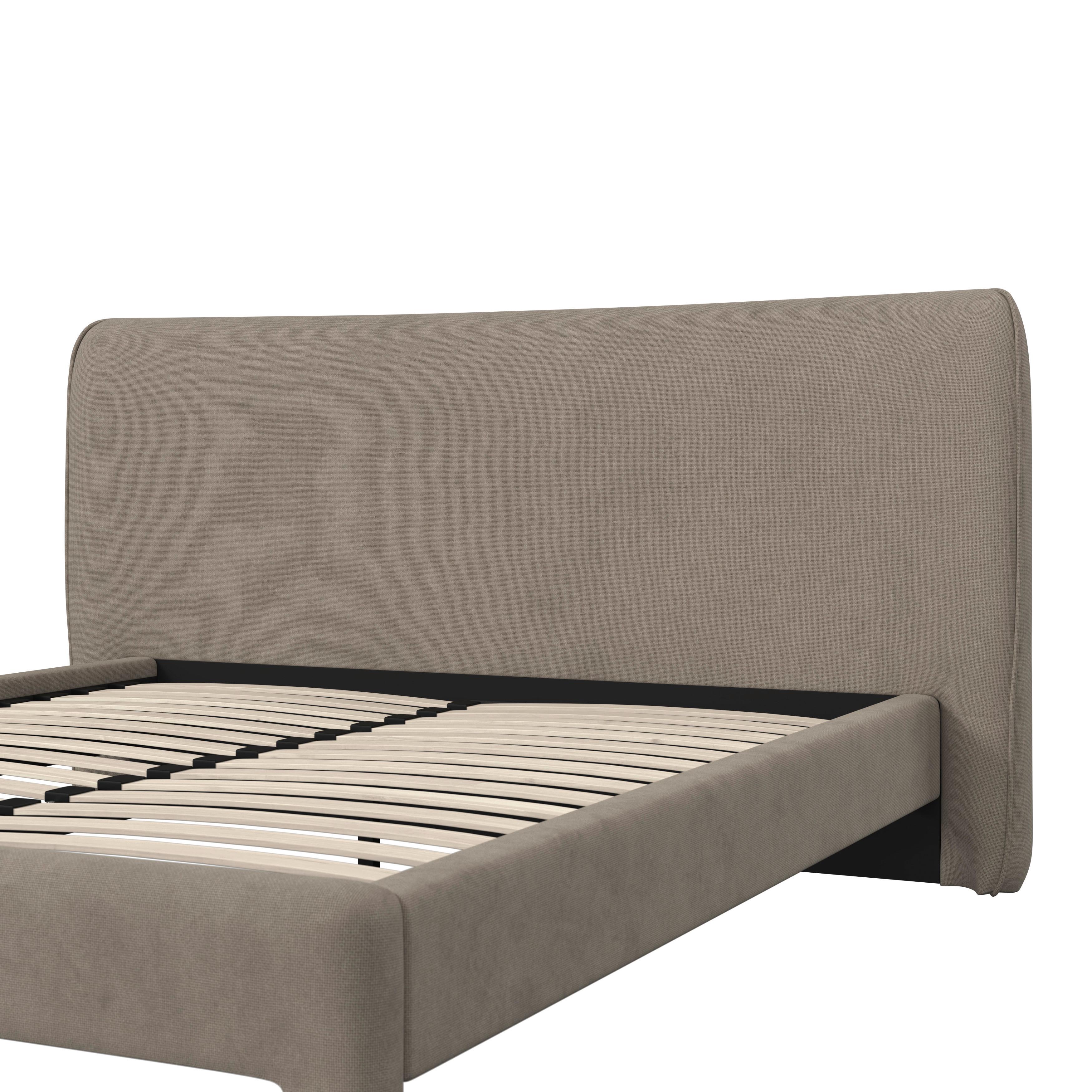 STOPPAD SÄNG VALION - taupe/ekfärgad, Modern, metall/trä (160/200cm) - Bessagi Home