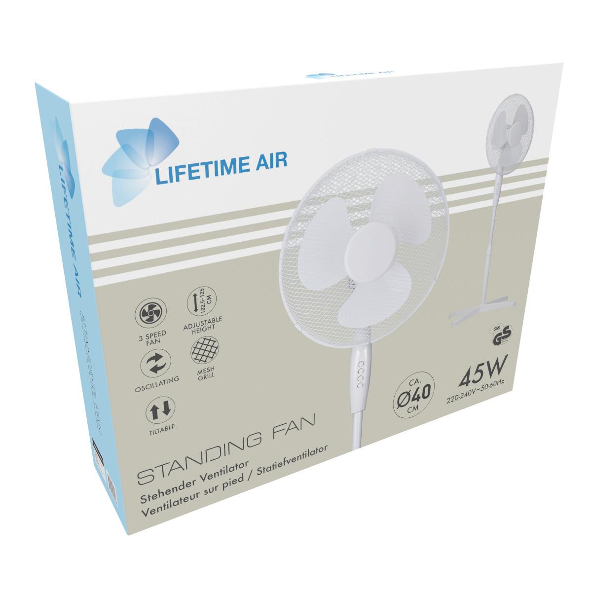 Standventilator Lifetime Air Weiß max. 45 Watt - Weiß, Metall (52/12.7/41.5cm)