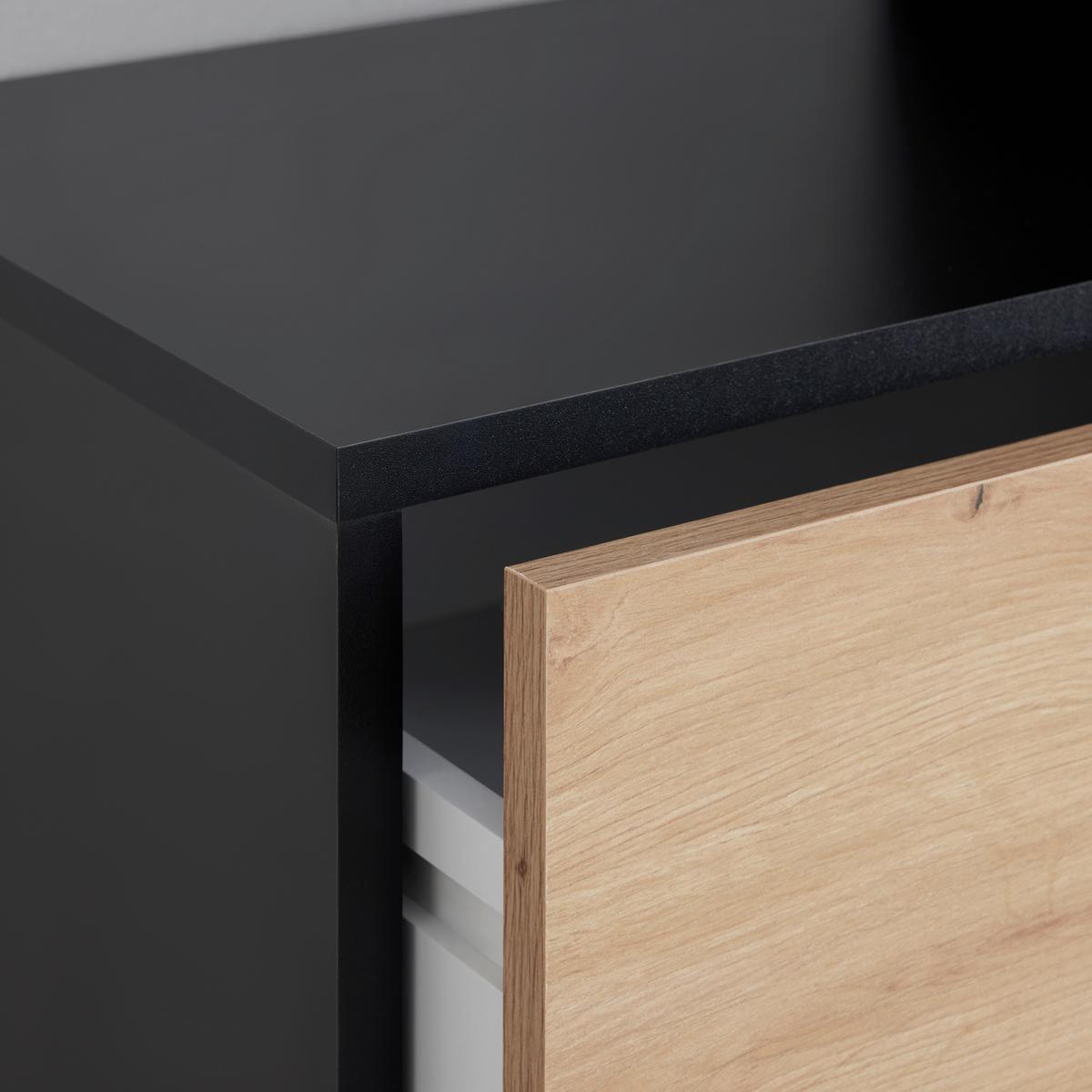 Garderobe Andy in Schwarz/Eiche - Schwarz/Eiche Artisan, Modern, Holzwerkstoff (98/195/38cm) - Mömax