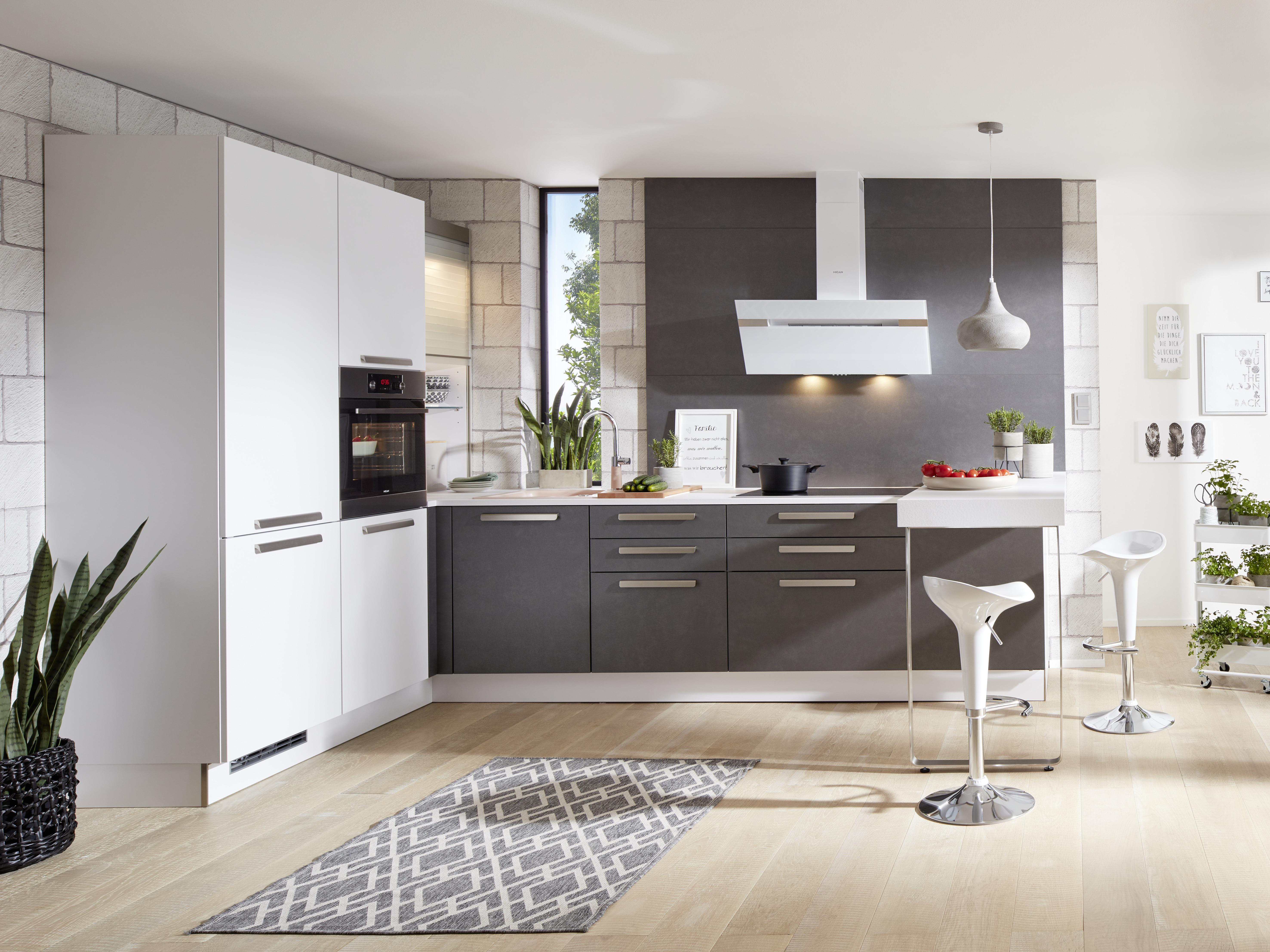Eckküche Metal / Softlack - Weiß/Grau, MODERN, Holzwerkstoff (335/200cm) - Nolte Küchen