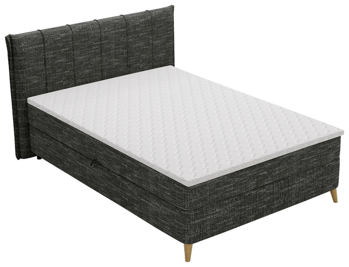 Boxbett Veloria Schwarz ca. 140x200cm - Schwarz, KONVENTIONELL, Textil/Metall (140/200cm) - Based