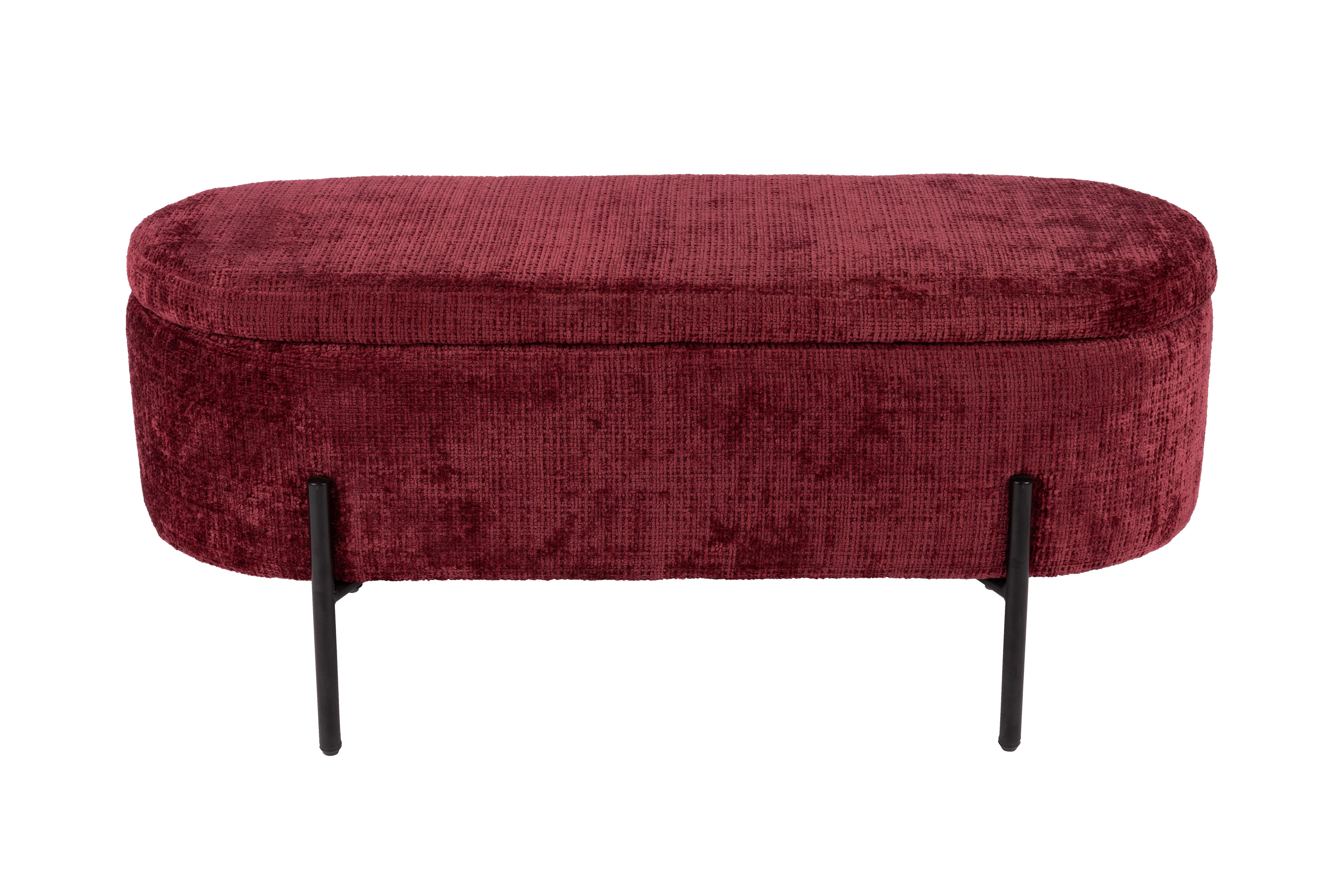 Hockerbank B412828-5 Carla - Schwarz/Dunkelrot, Design, Textil/Metall (95/36/43cm) - Globo