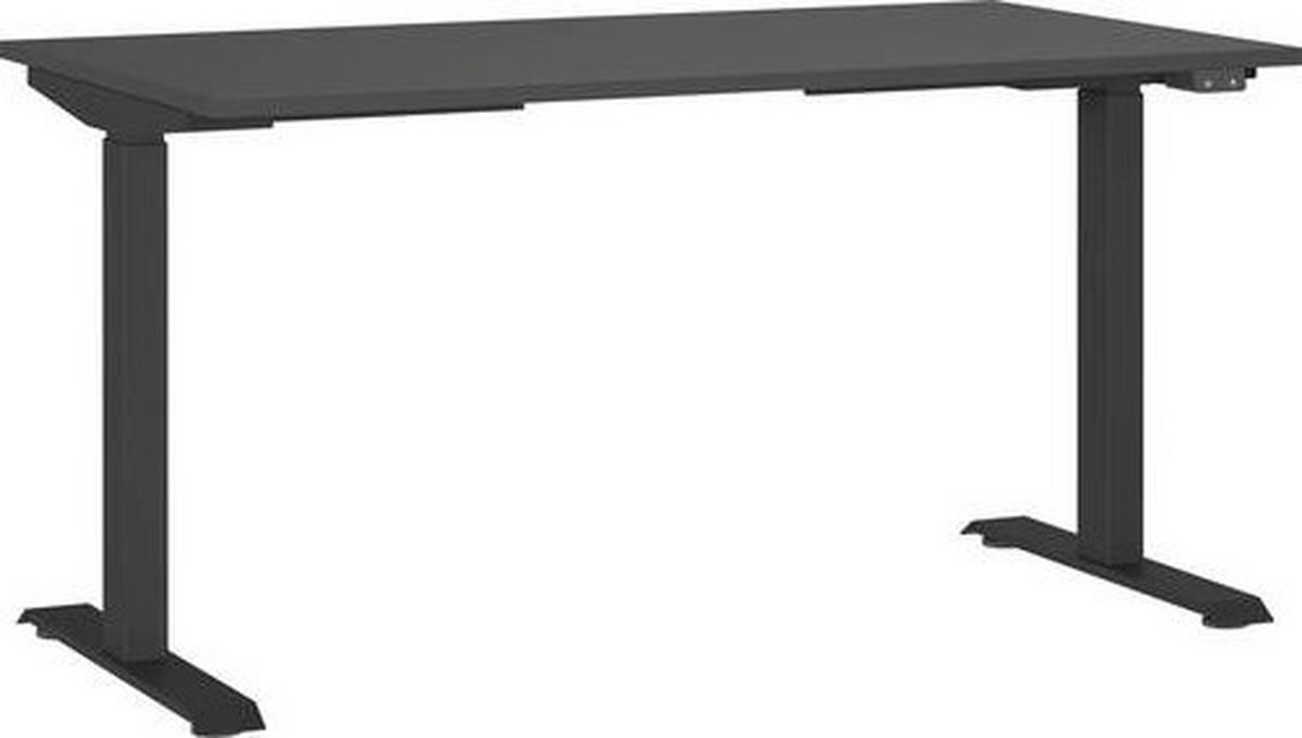 Schreibtisch Ribera in Schwarz/Graphitfarben - Graphitfarben/Schwarz, Modern, Holzwerkstoff/Metall (140/72-120/80cm) - Premium Living