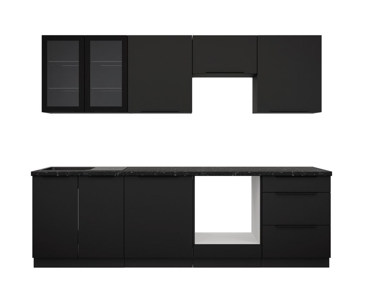 Blok Kuhinja Siena - crna, Moderno, staklo/drvni materijal (260/210/60cm) - Modern Living