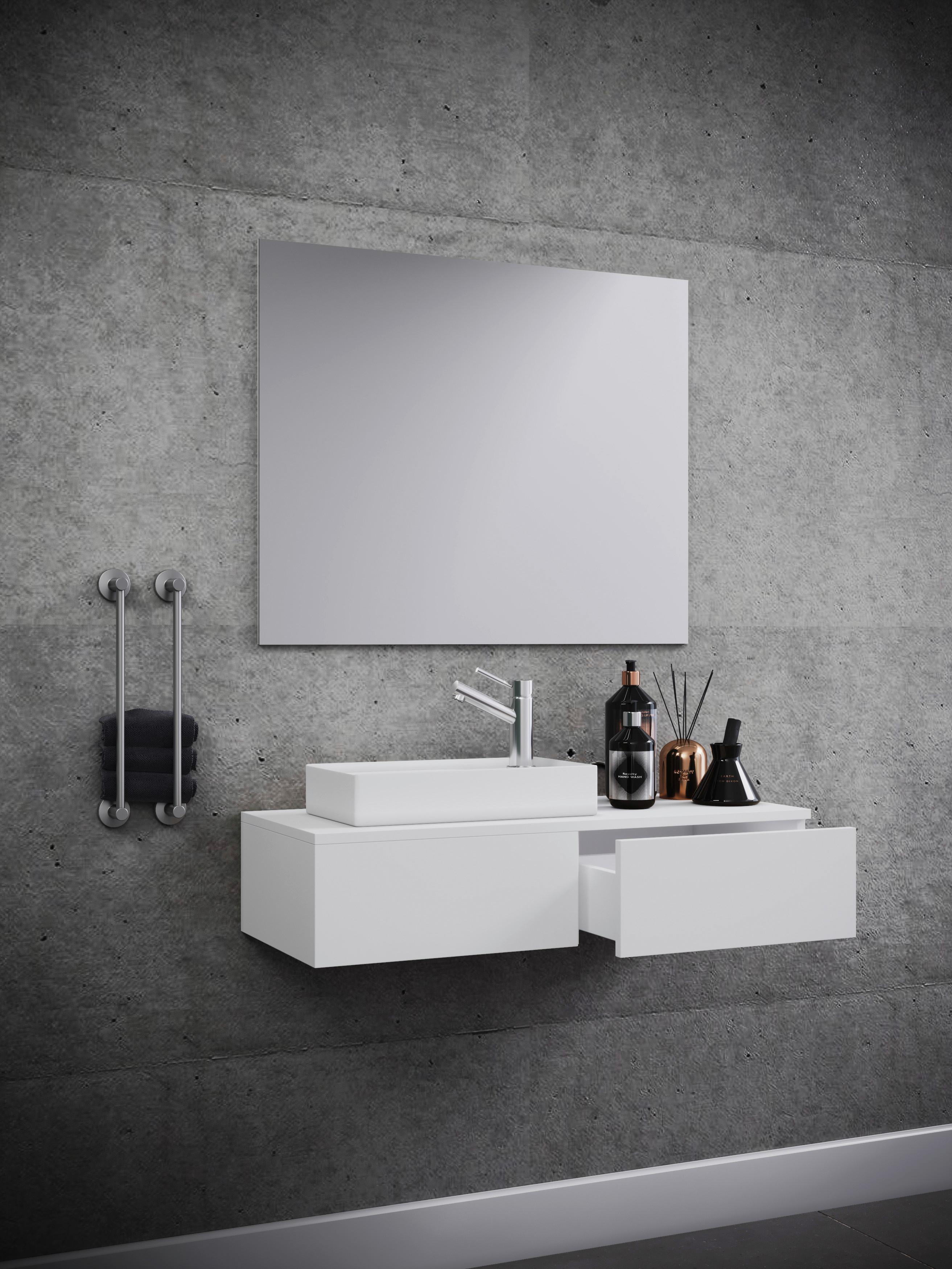 Kombiniran Umivalnik Gudas, Bela - bela, Moderno, leseni material/keramika (85cm) - MID.YOU