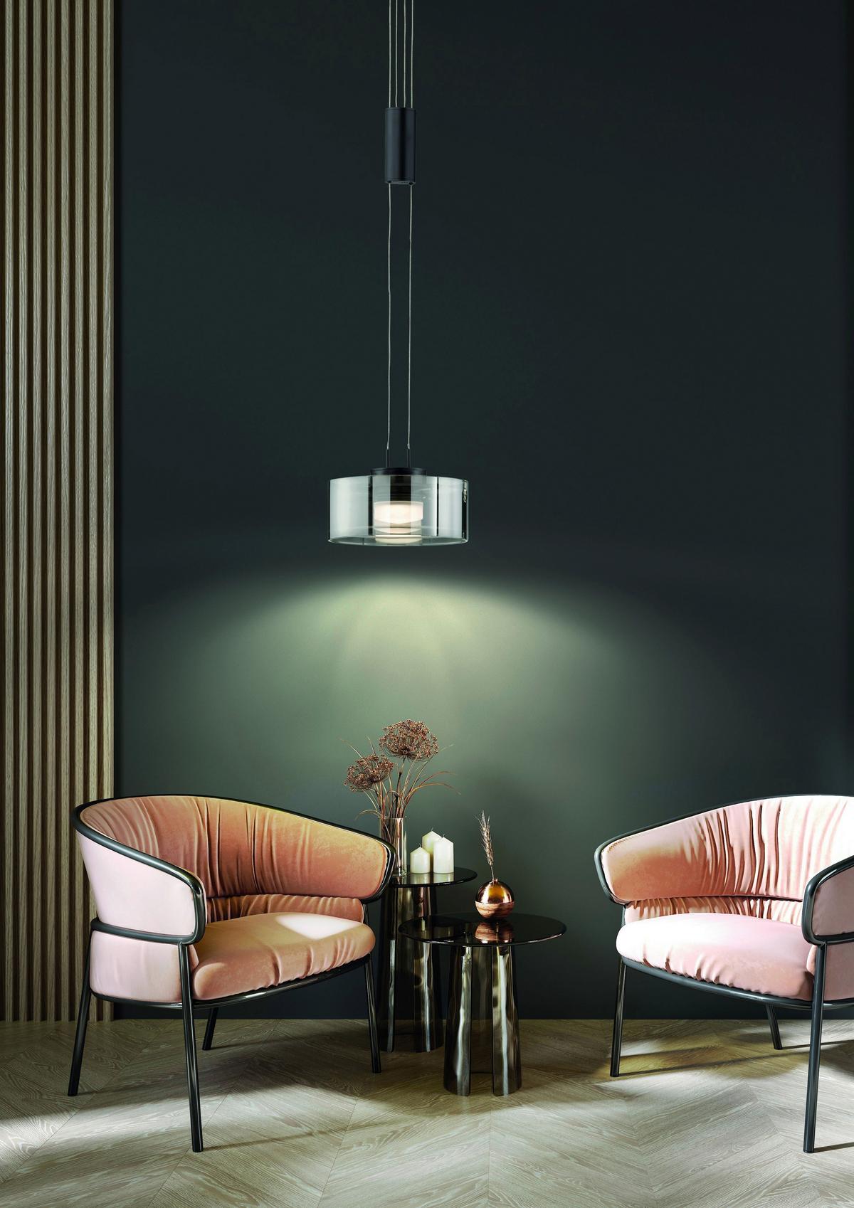 LAMPA WISZĄCA LED 61094 LAVIN - czarny/kolor piaskowy, Design, metal/szkło (19/160cm) - Fischer & Honsel