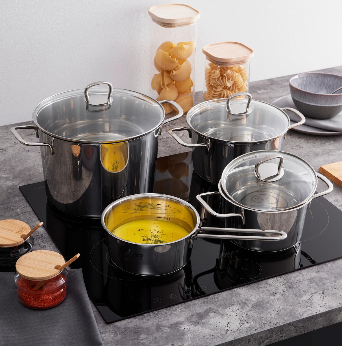 Set Loncev Elian, Nerjaveče Jeklo, 7-Delni - barve nerjavečega jekla/prozorno, Moderno, kovina/steklo - ELO