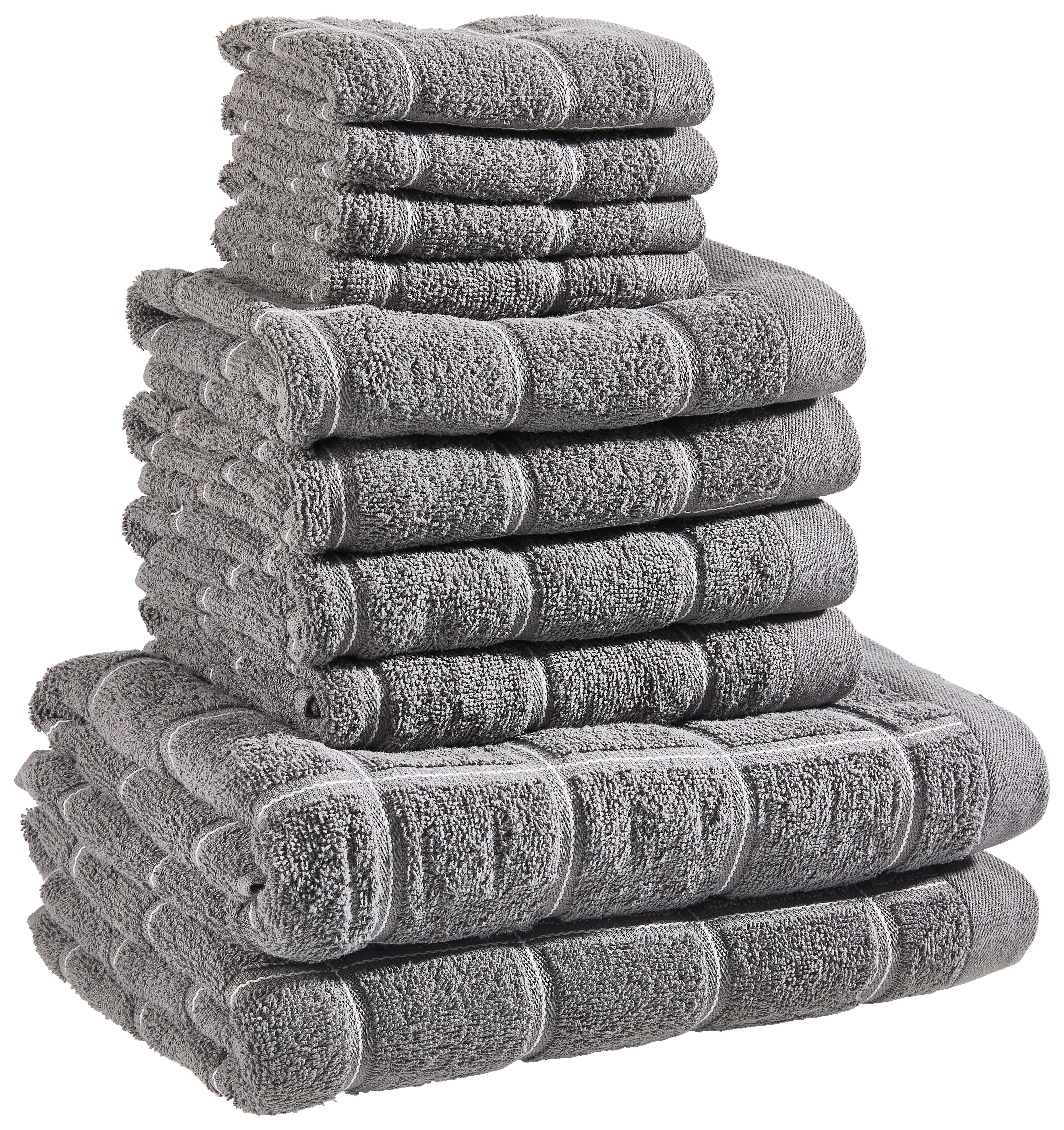 ZESTAW RĘCZNIKÓW FROTTE CHECK - antracytowy, tkanina - Esposa