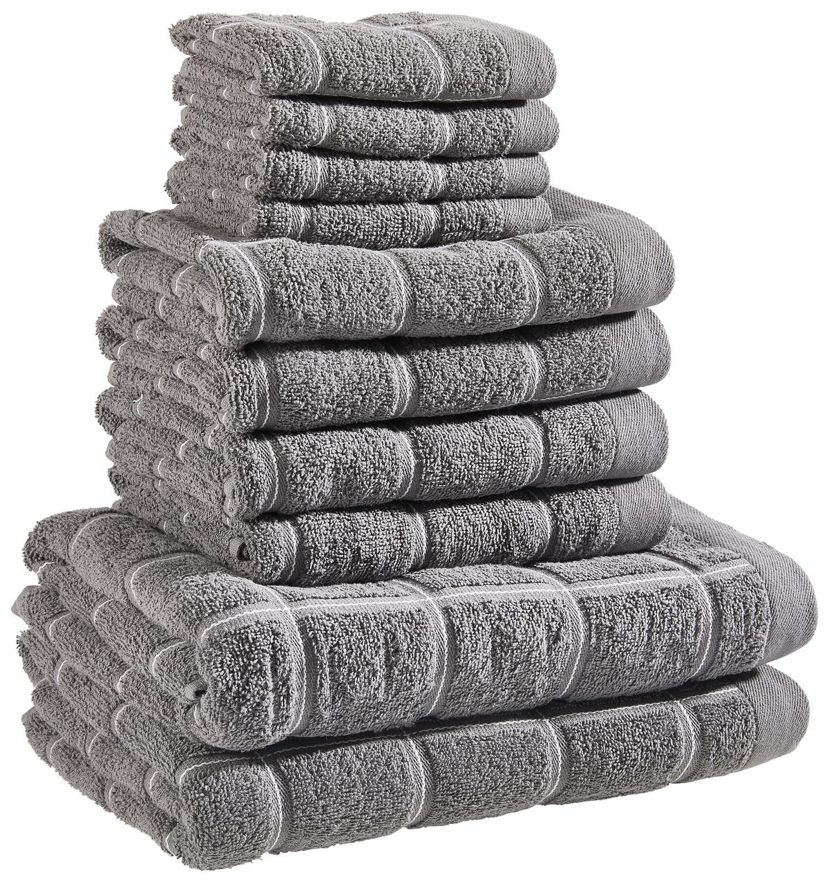 ZESTAW RĘCZNIKÓW FROTTE CHECK - antracytowy, tkanina - Esposa