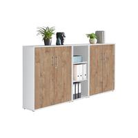 Aktenschrank Office Edition Sw Set 8 Weiß/Eichefarben - Eichefarben/Weiß, MODERN, Holzwerkstoff (213/113/33cm) - MID.YOU