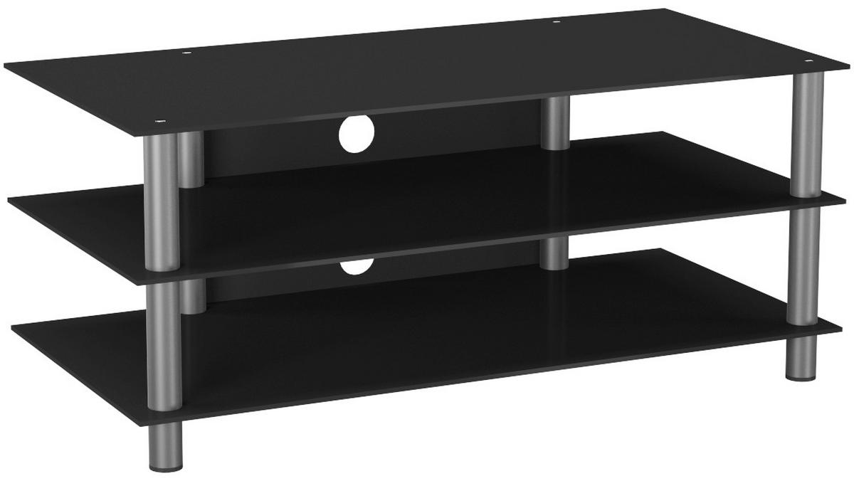 Phonotisch Zumbo in Schwarz/Silber, B:110cm - Silberfarben/Schwarz, KONVENTIONELL, Glas/Metall (110/45/42cm) - MID.YOU