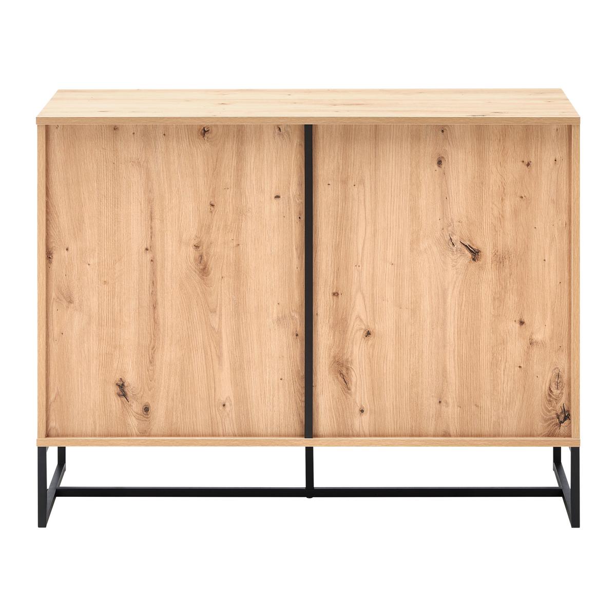 Tálalószekrény Fosca - tölgyfa színű/fekete, Modern, fém (100/76/40cm) - Bessagi Home
