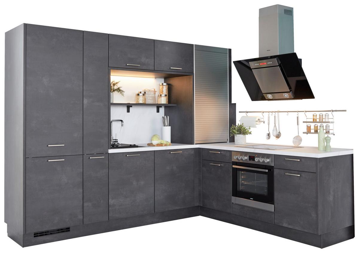 Eckküche Laser in Schwarzbeton NB - Schieferfarben/Schwarz, MODERN, Holzwerkstoff (288/228cm) - Nobilia