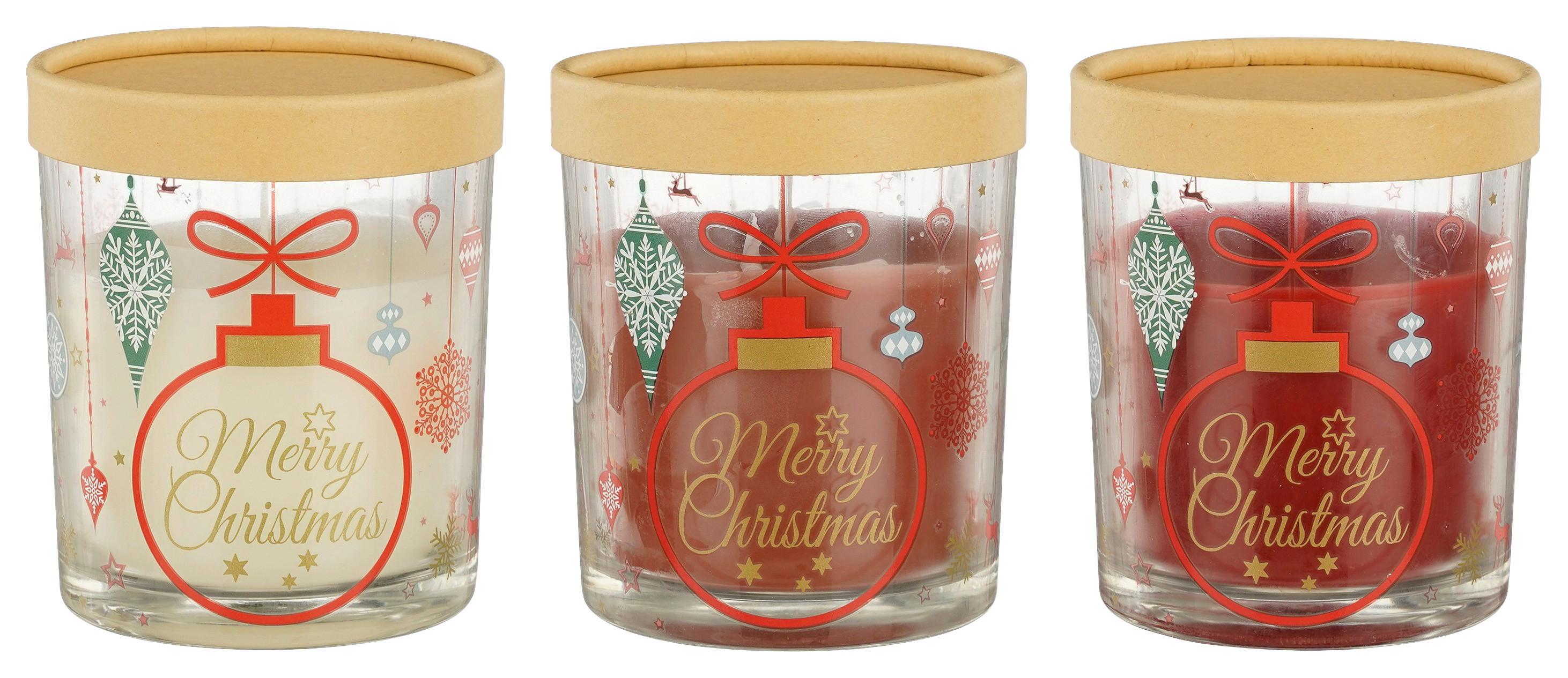 Svijeća Mirisna Christmas - bijela/ružičasta, Konvencionalno, staklo (9,5/11cm) - Modern Living