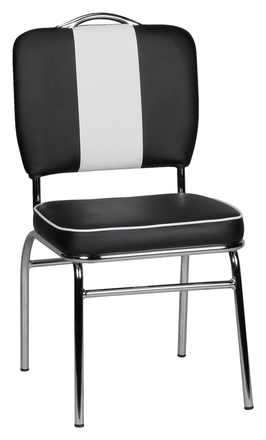 Stol Elivis - srebrne barve/črna, Moderno, kovina/umetna masa (47/90/45cm) - MID.YOU