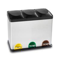 Treteimer Kai in Silberfarben ca. 45l - Silberfarben/Schwarz, KONVENTIONELL, Kunststoff/Metall (61/35/47cm) - Modern Living