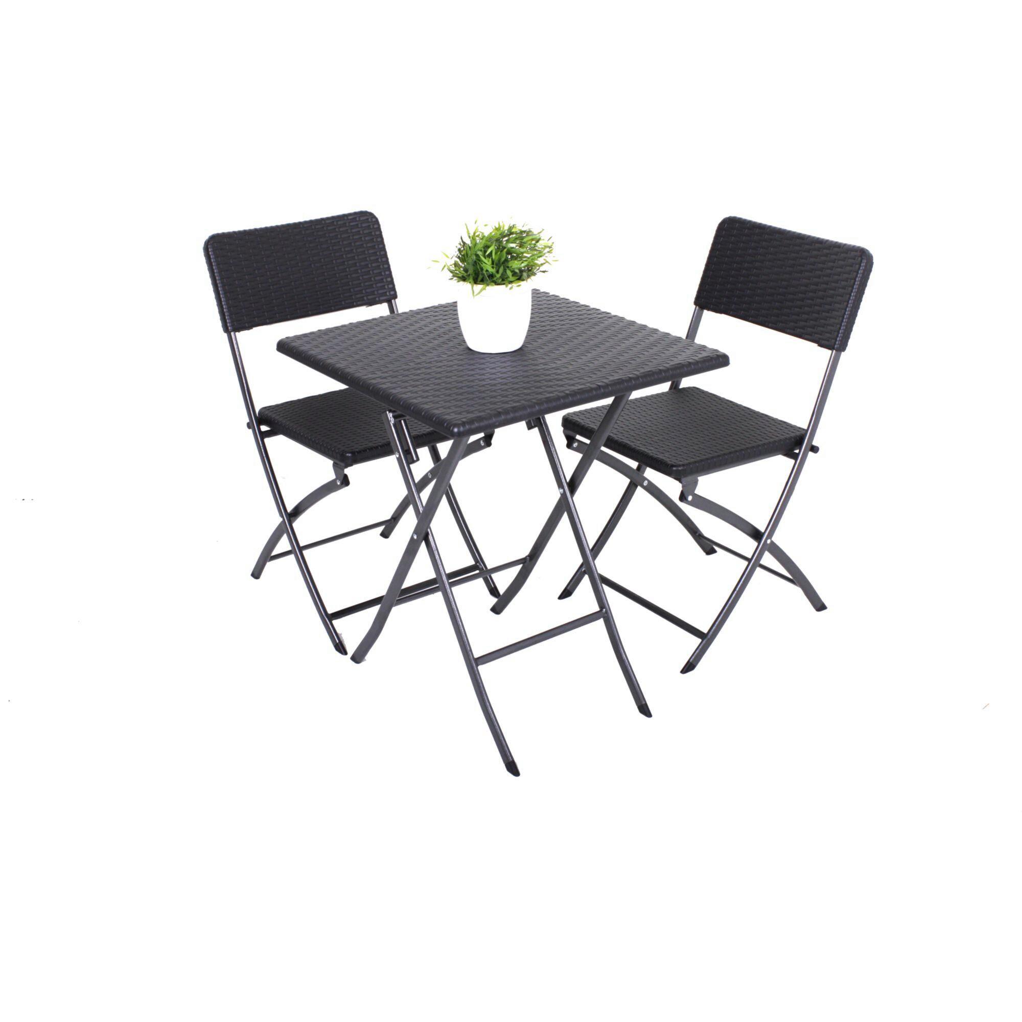 Gartengarnitur 3-tlg. Metall/ Kunststoff Schwarz - Schwarz, Basics, Kunststoff/Metall (62/74/62cm) - Gardenson