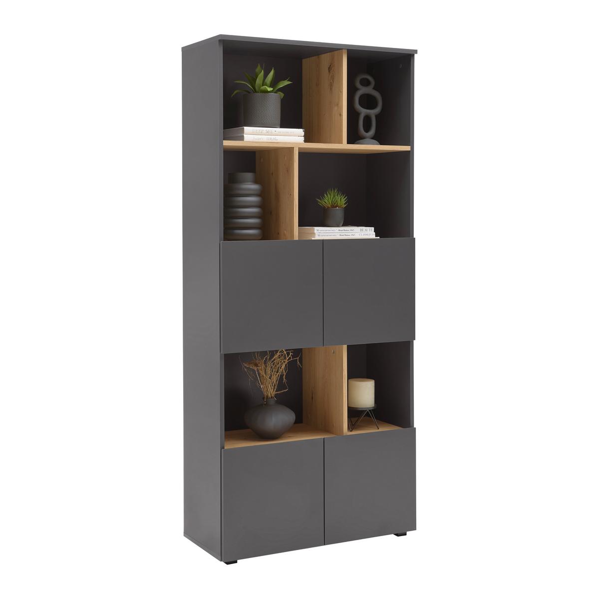 Regal Savanna Anthrazit - Anthrazit/Schwarz, Modern, Holzwerkstoff/Kunststoff (80/180/35cm) - Mömax