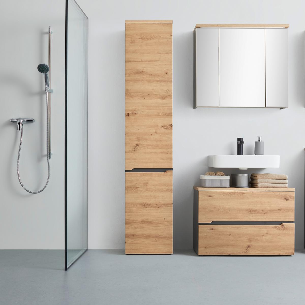 Hochschrank Memphis Artisan Eiche/Grau - Schwarz/Eiche Artisan, Modern, Holzwerkstoff/Kunststoff (40/195/31cm) - Mömax