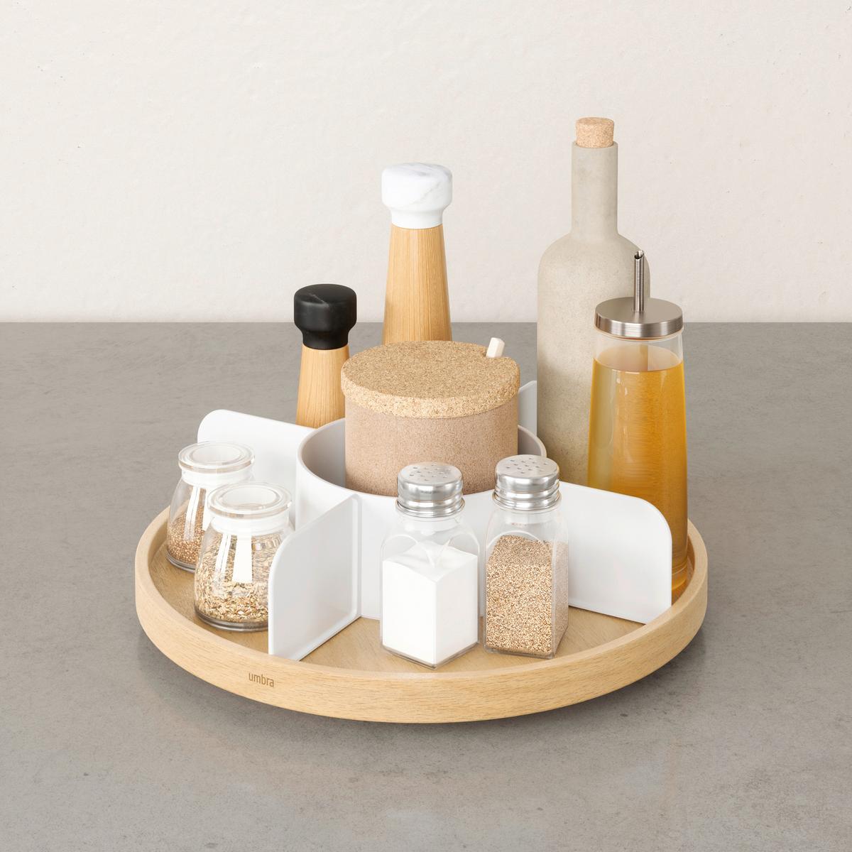 Menage-Set Bellwood Lezy Weiß/Naturfarben - Naturfarben/Weiß, Design, Holz/Kunststoff (30,5/8,9/30,5cm) - Umbra