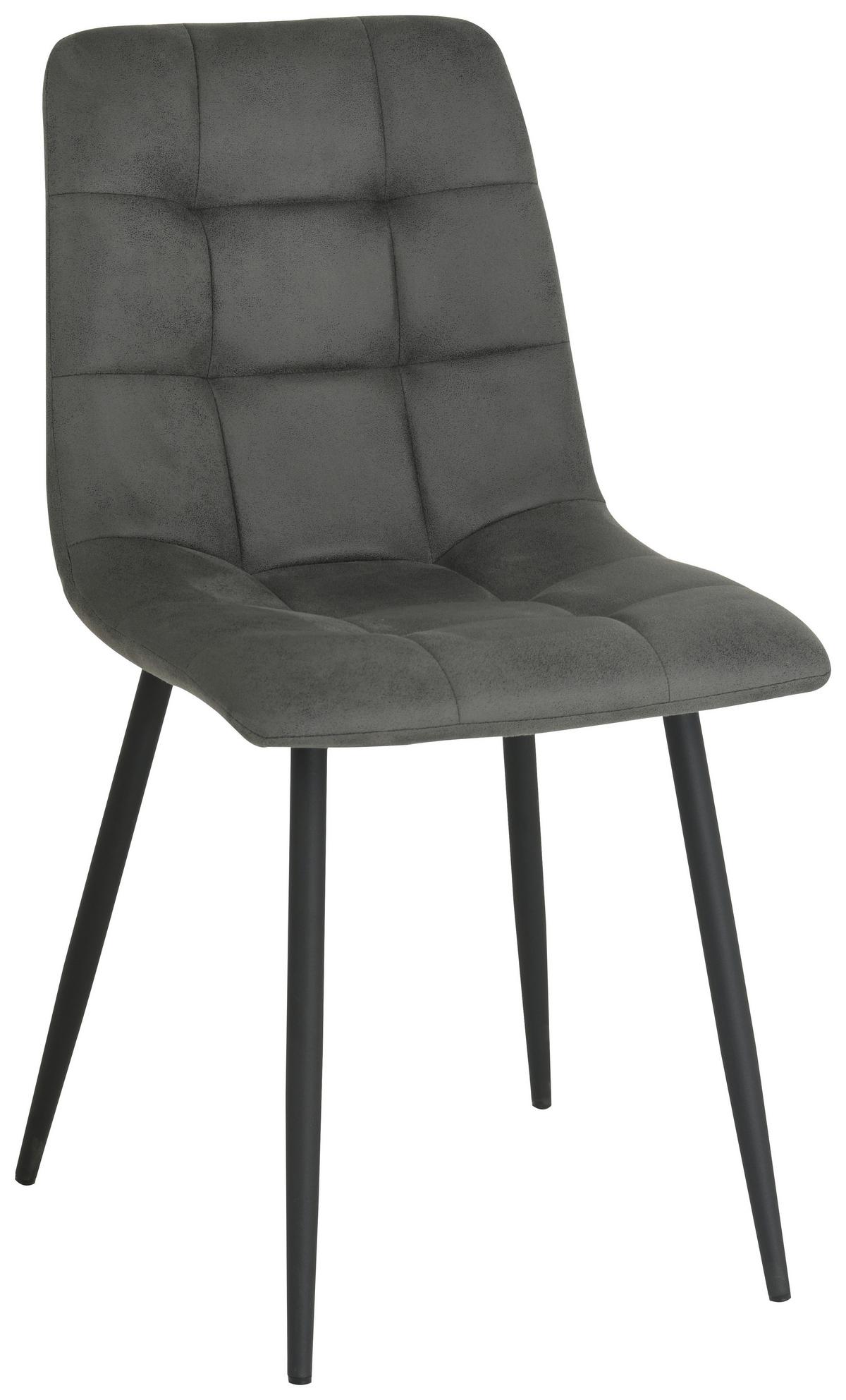 Stuhl Nino in Grau Mikrofaser - Schwarz/Grau, MODERN, Holz/Textil (45/88/54,5cm) - Based