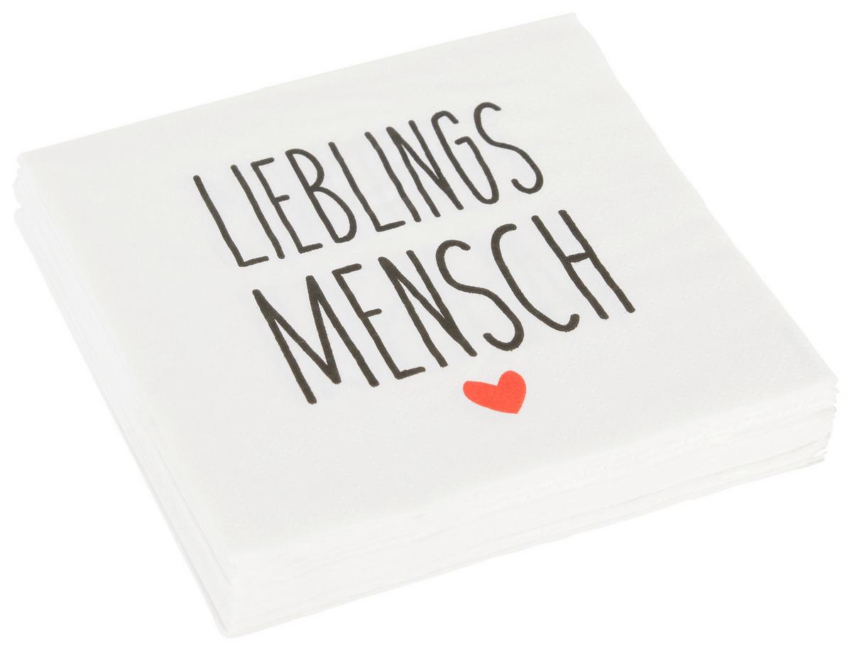 Cocktailserviette Linda in Weiss ca. 25x25cm - Weiss/Rot, Konventionell, Papier (25cm)