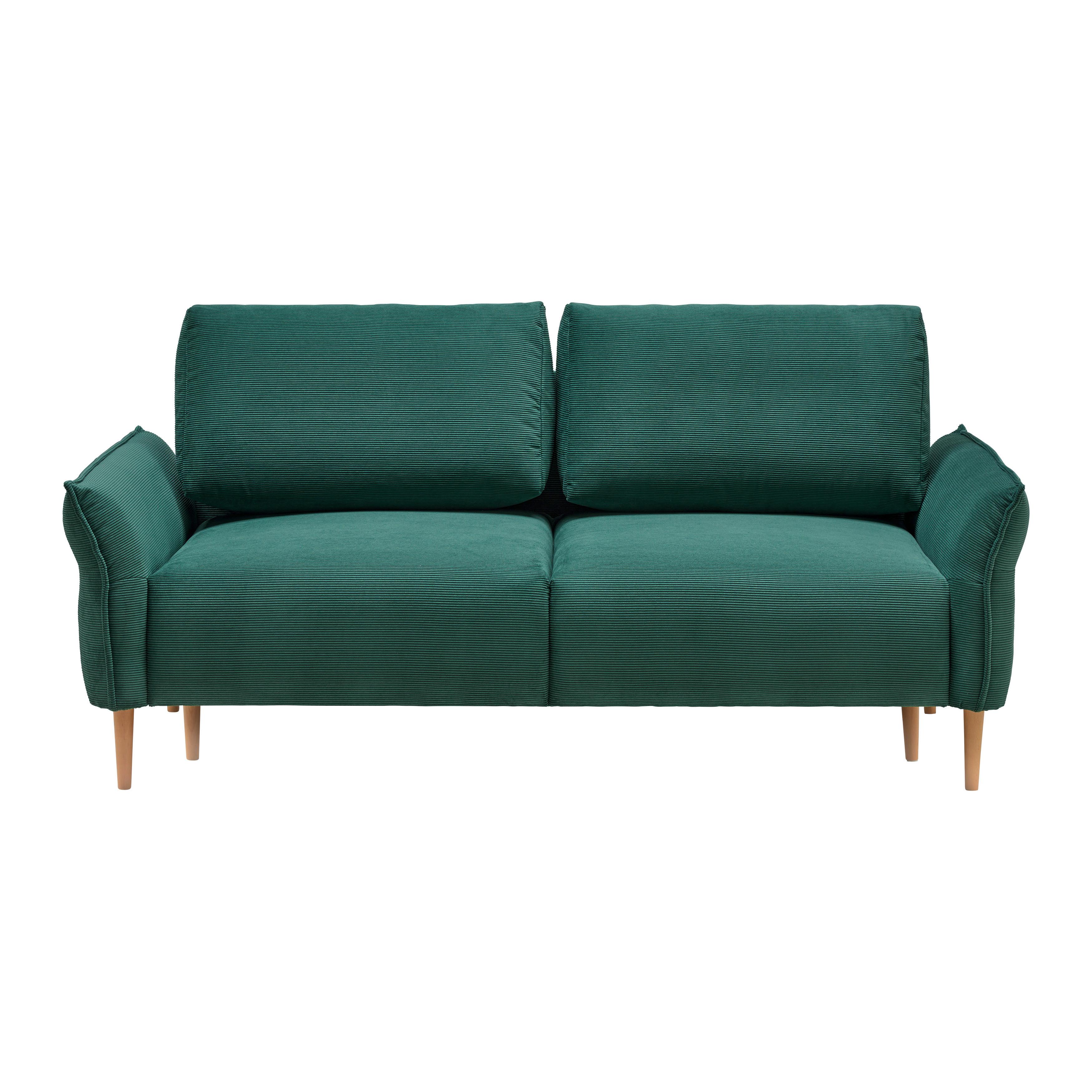 3-Sitzer-Sofa Custom Dunkelgrün - Dunkelgrün/Naturfarben, MODERN, Holz/Textil (183/85/92cm) - Mömax