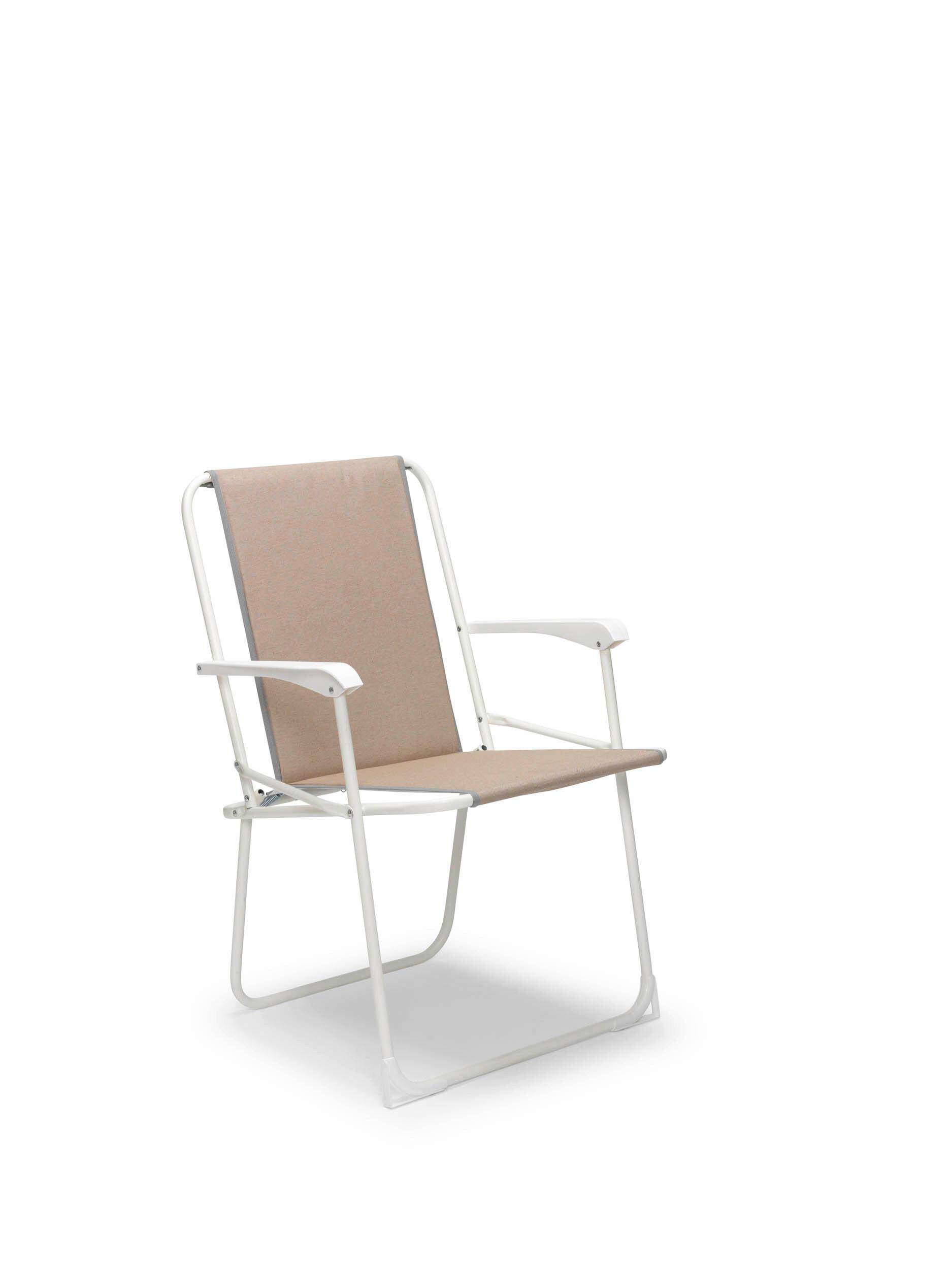 Klappstuhl CHIEMSEE in Weiß, Beige, faltbar - Beige/Weiß, Basics, Textil/Metall (56/78/53cm) - Gardenson